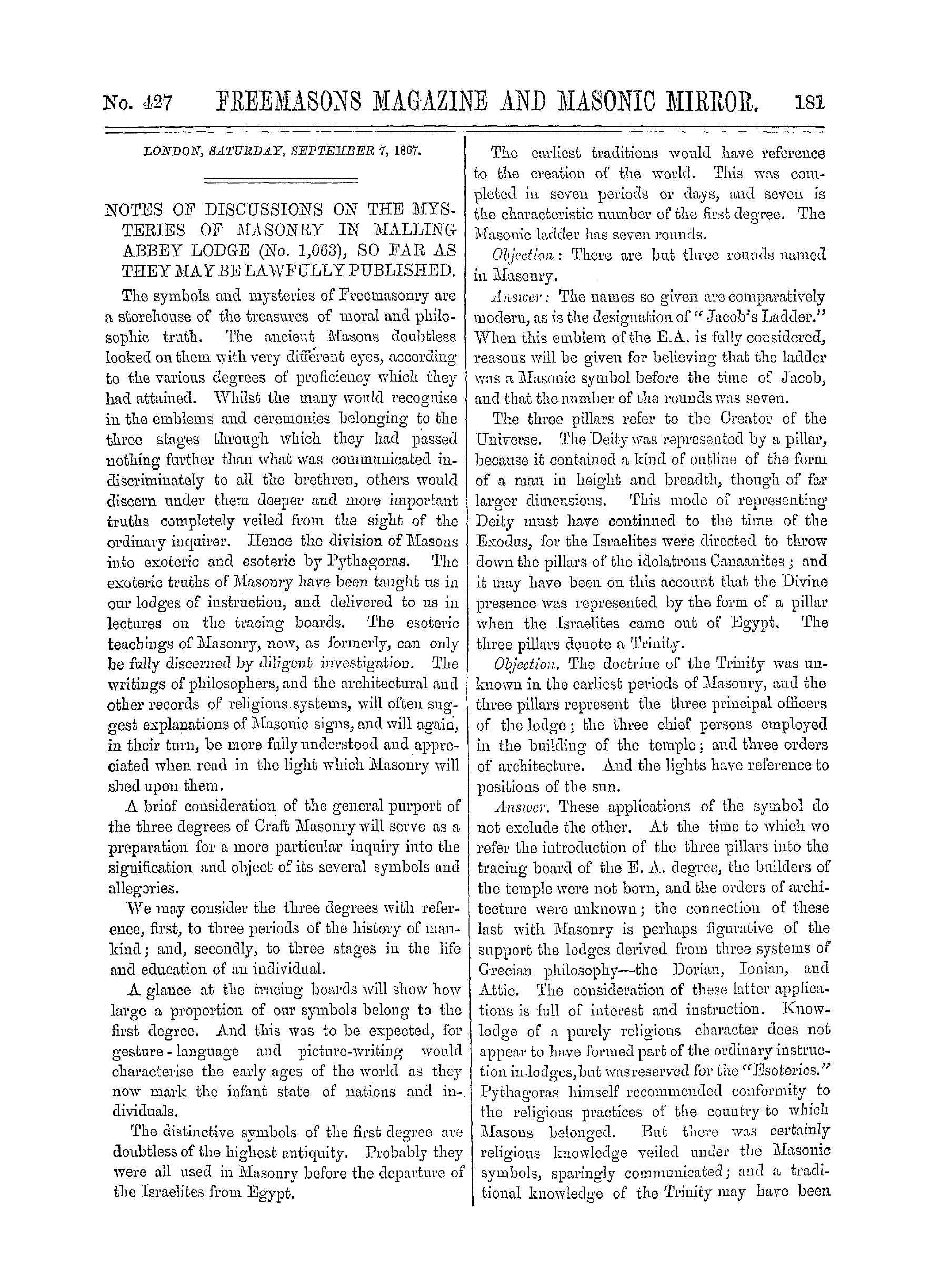 The Freemasons' Monthly Magazine