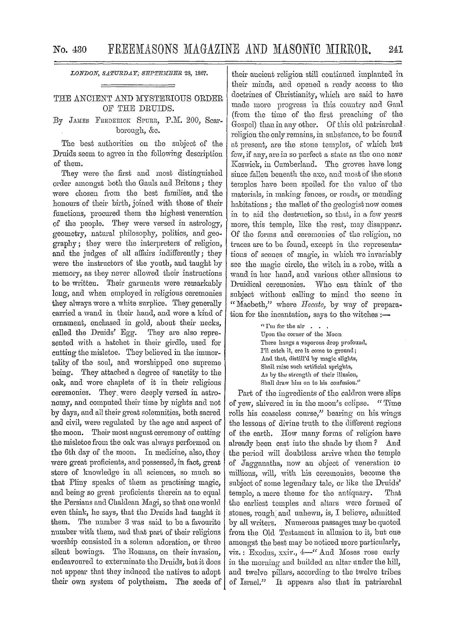 The Freemasons' Monthly Magazine