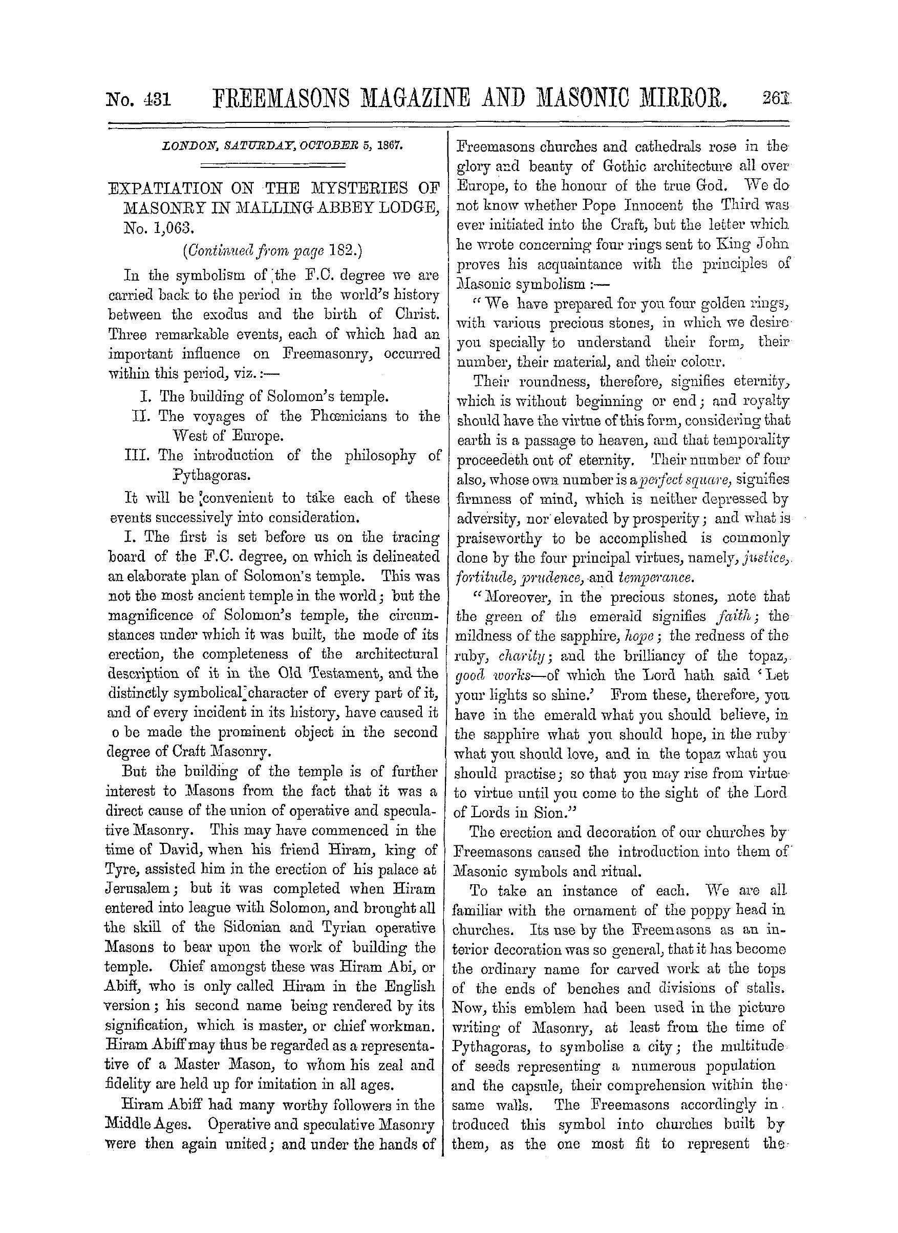 The Freemasons' Monthly Magazine