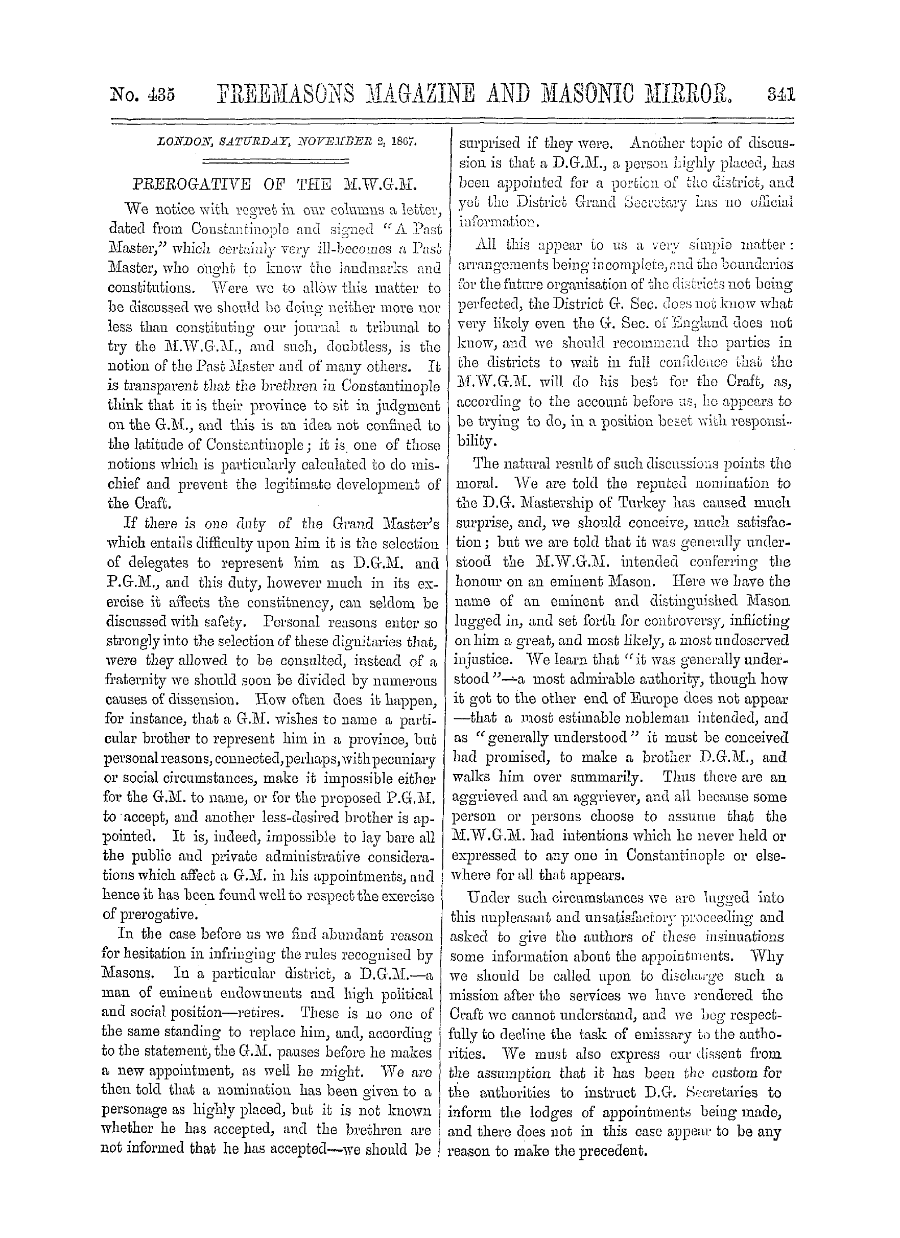 The Freemasons' Monthly Magazine