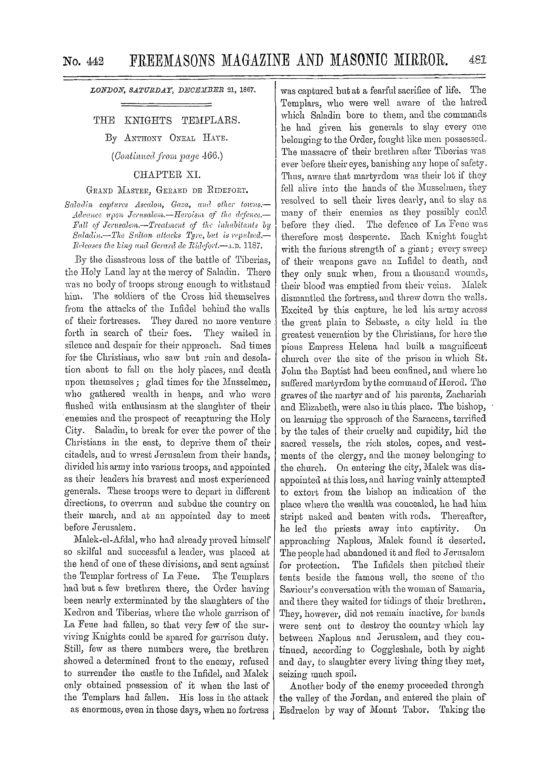 The Freemasons' Monthly Magazine
