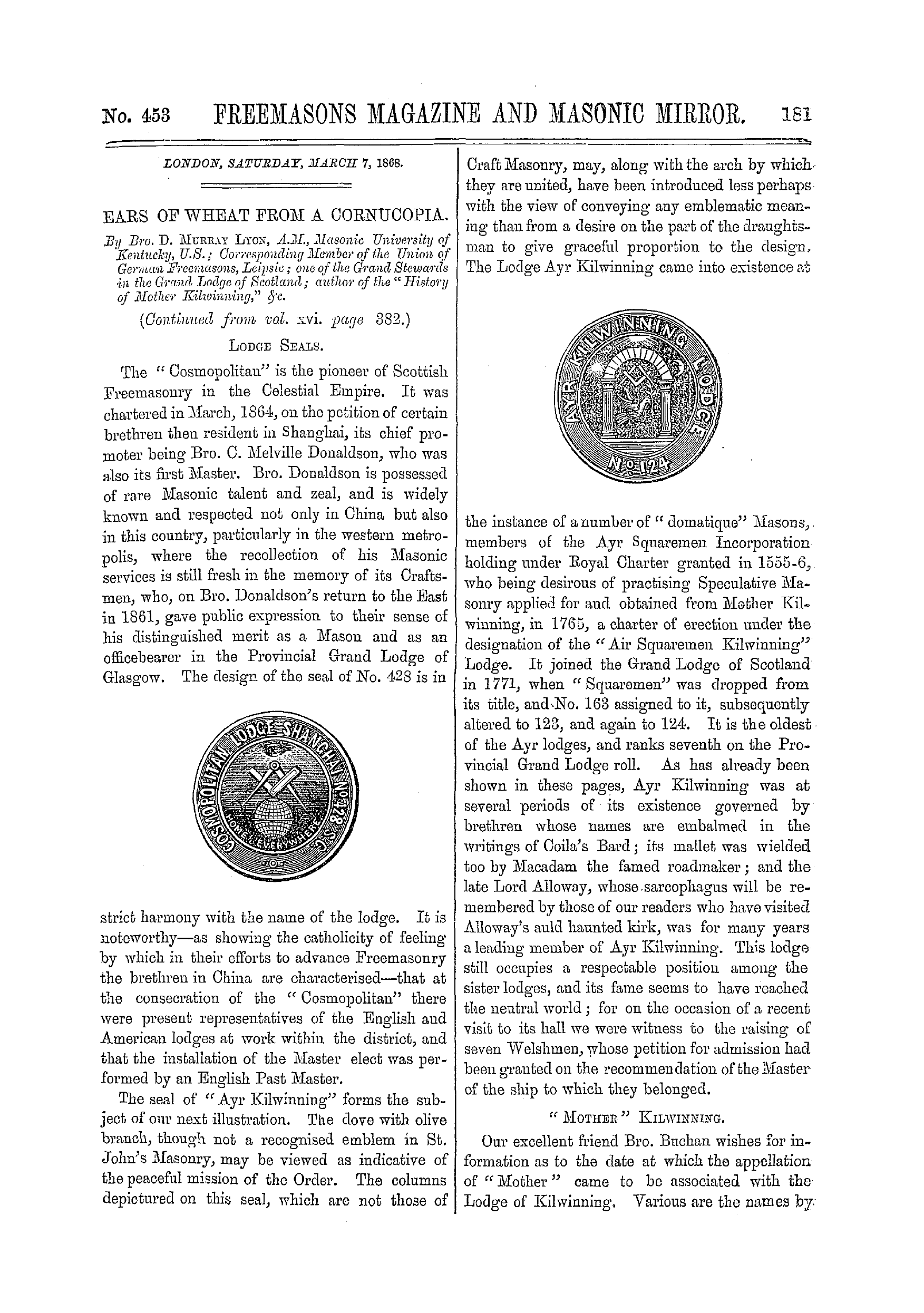 The Freemasons' Monthly Magazine