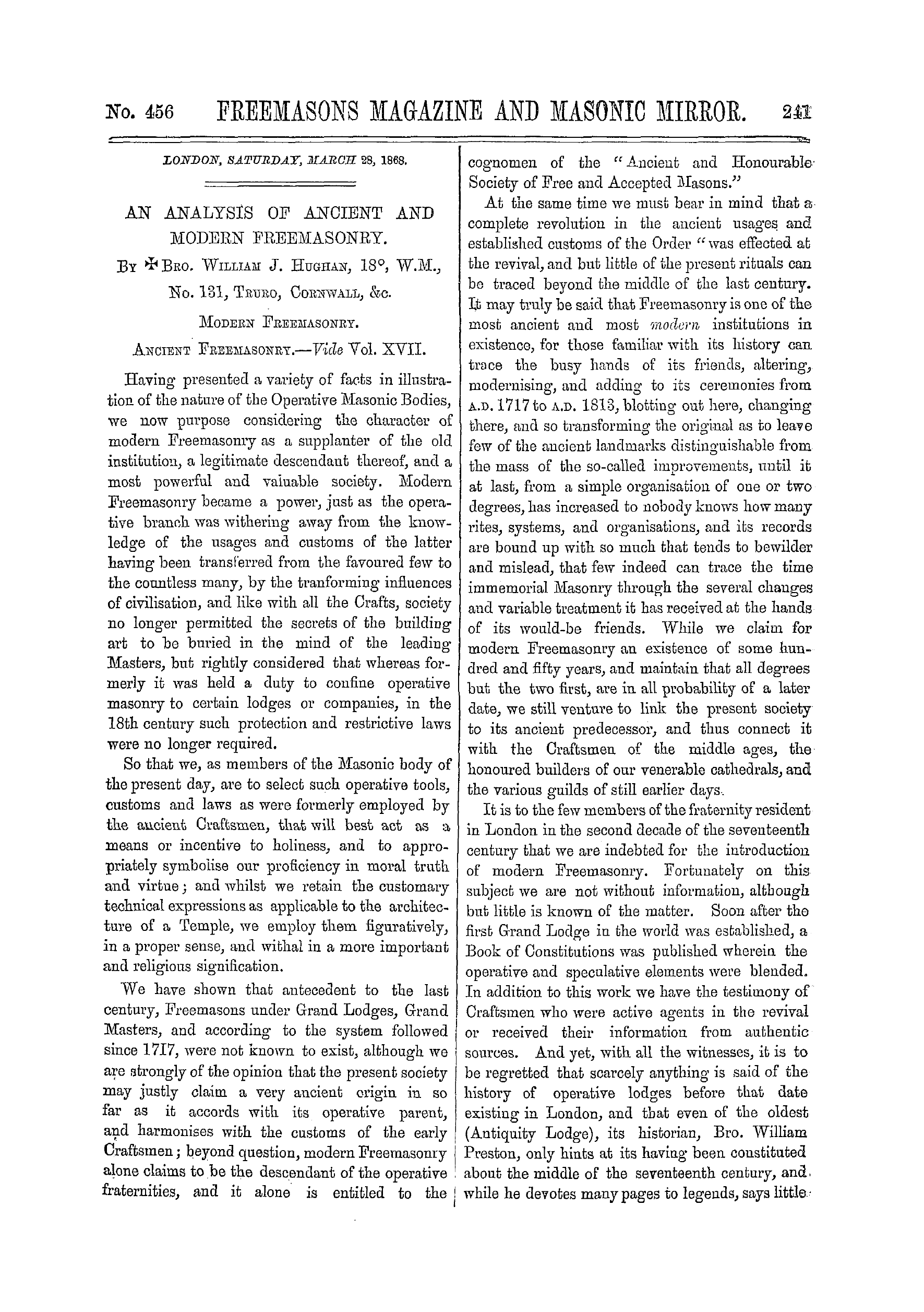 The Freemasons' Monthly Magazine