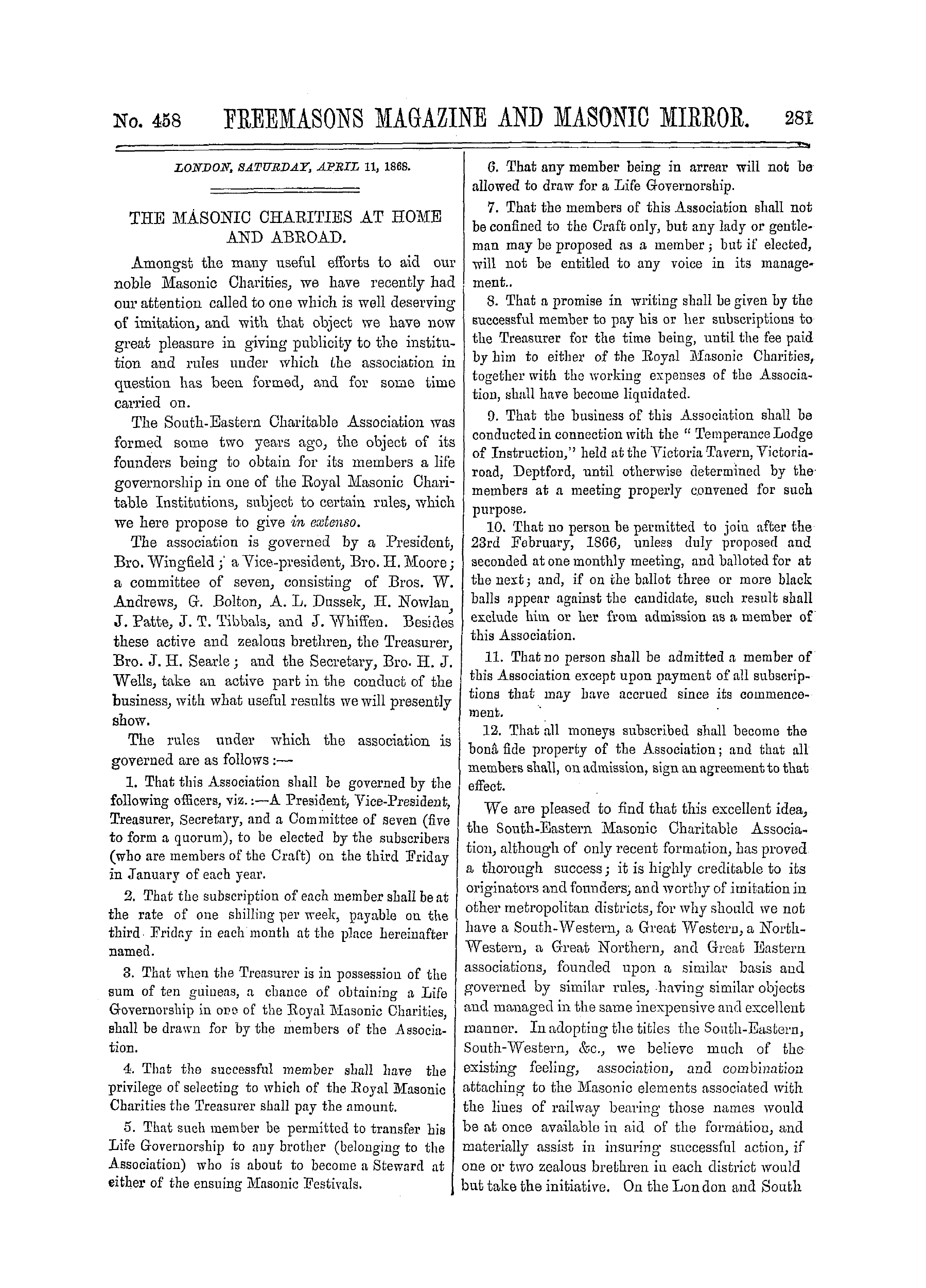 The Freemasons' Monthly Magazine