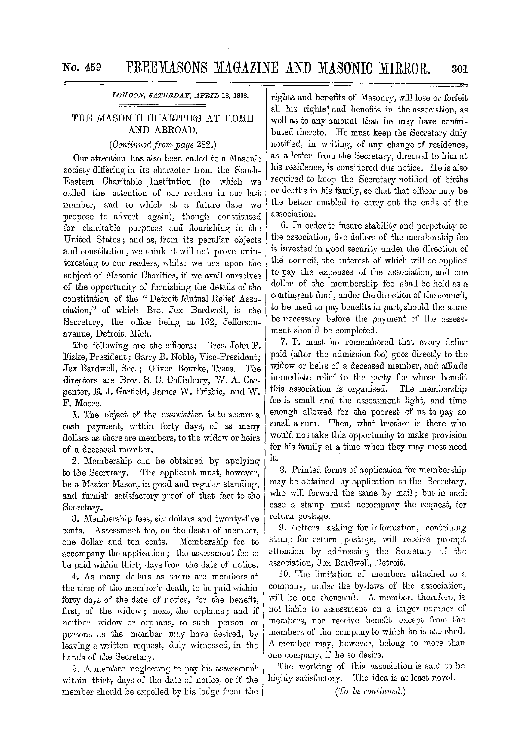 The Freemasons' Monthly Magazine