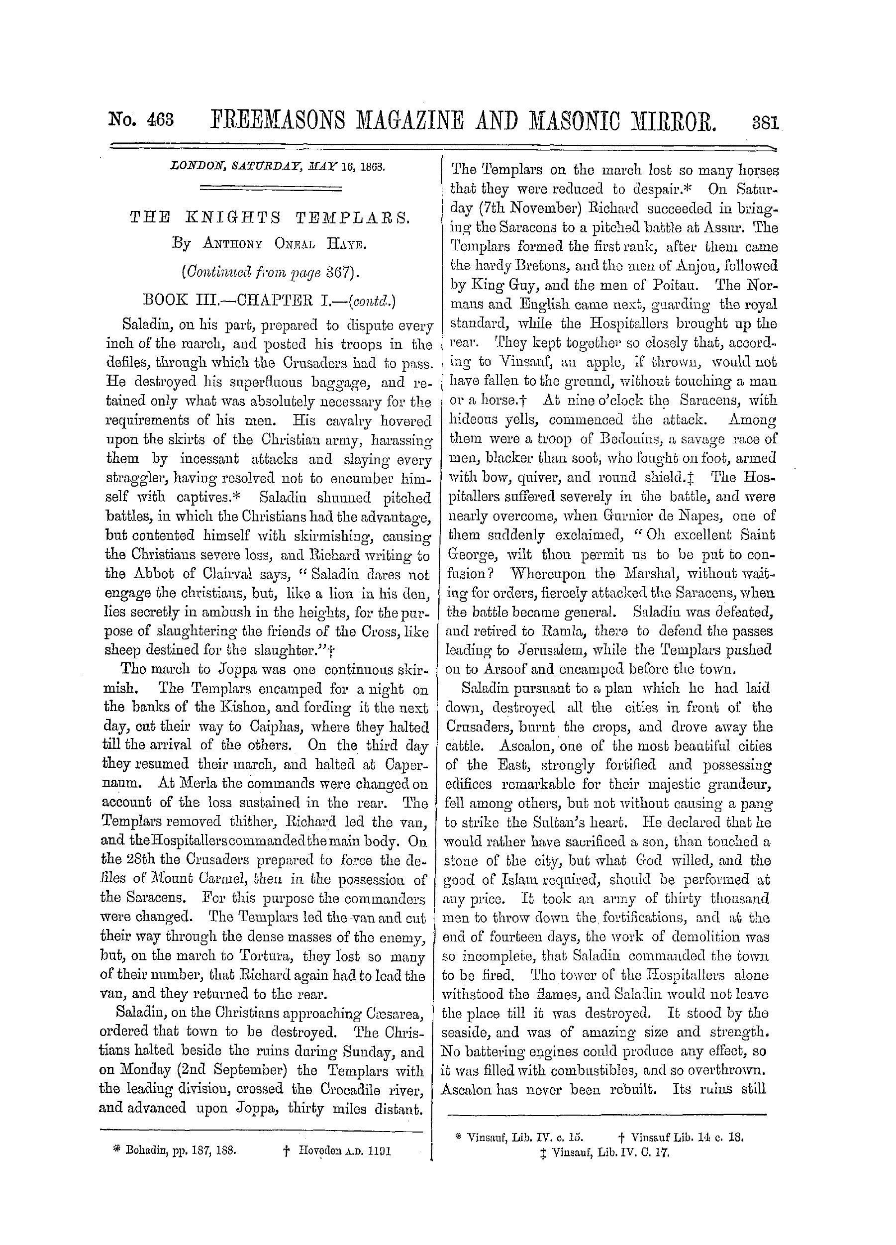 The Freemasons' Monthly Magazine