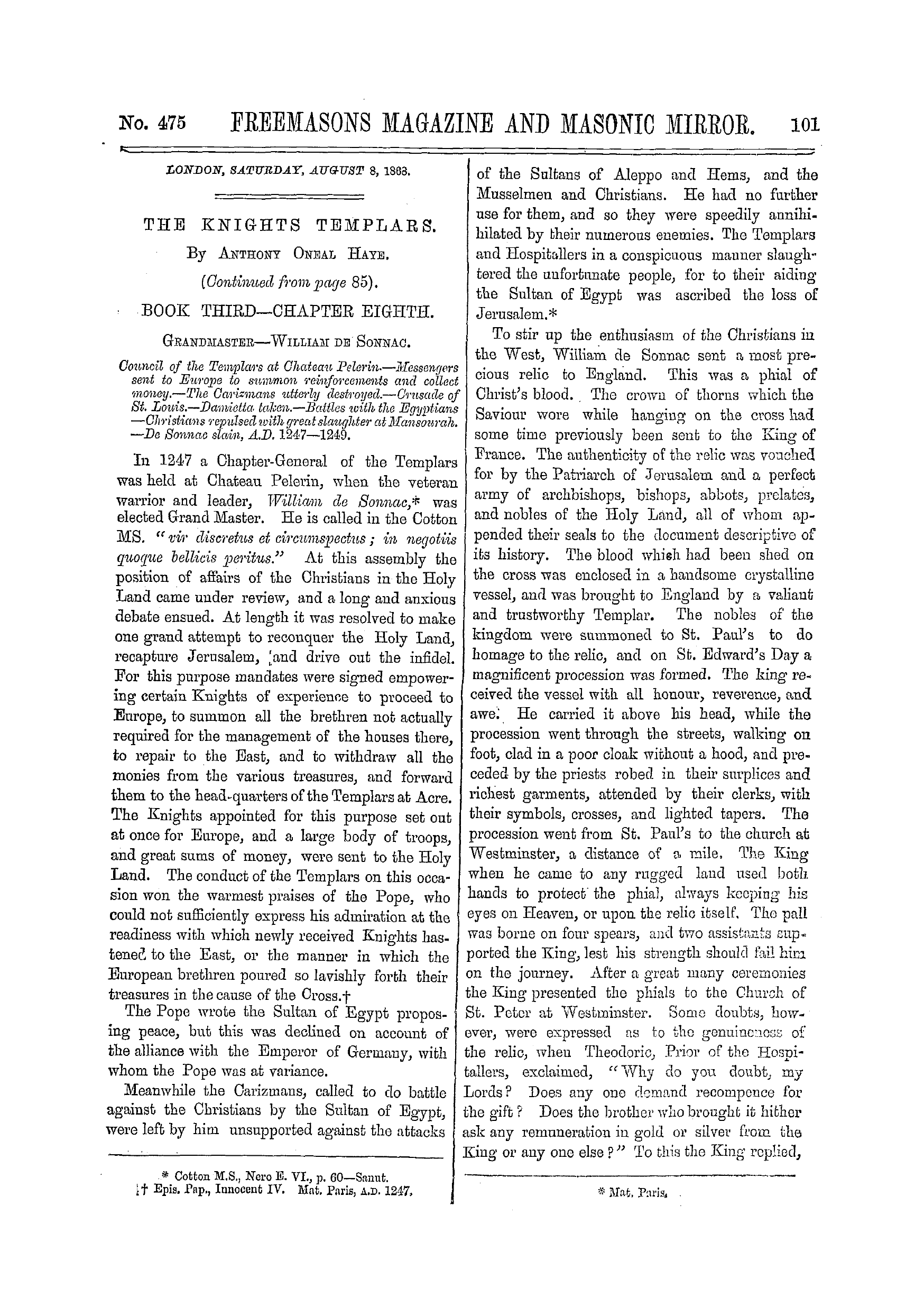 The Freemasons' Monthly Magazine