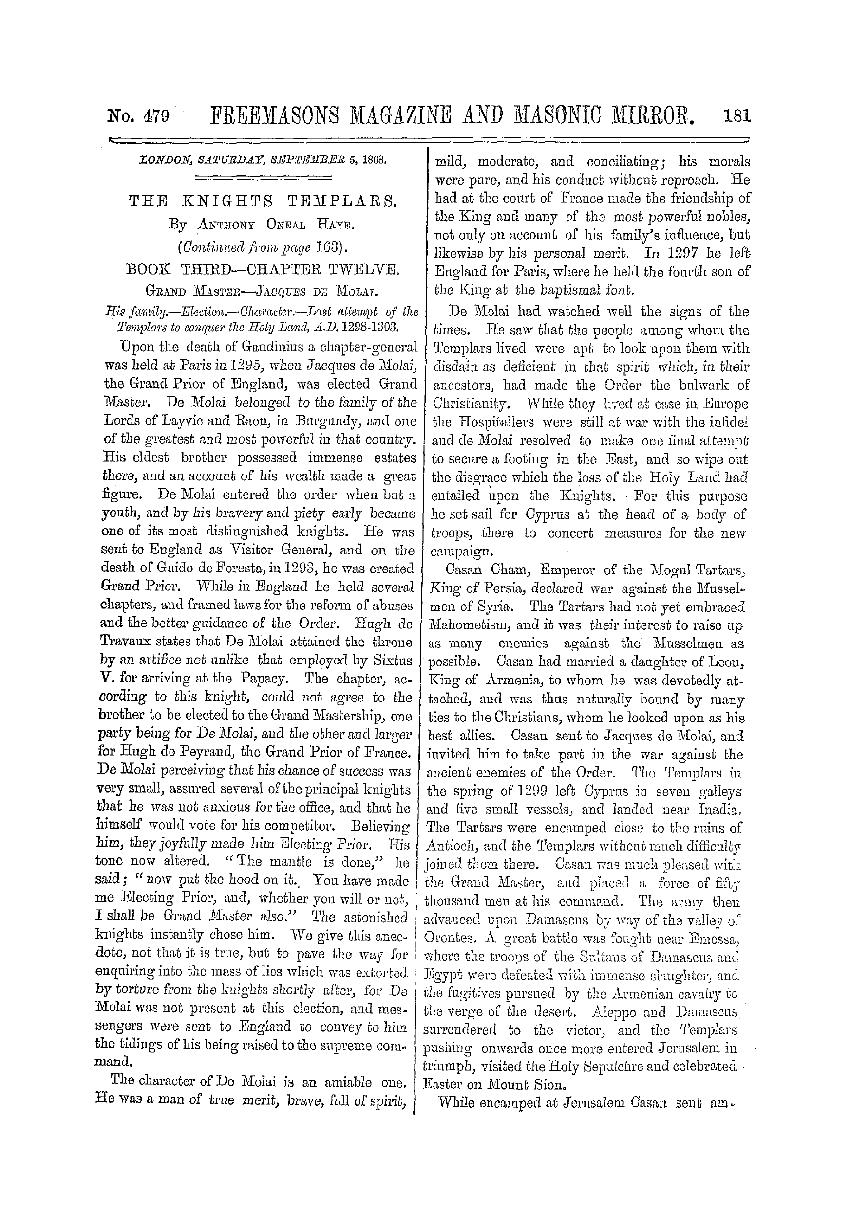 The Freemasons' Monthly Magazine