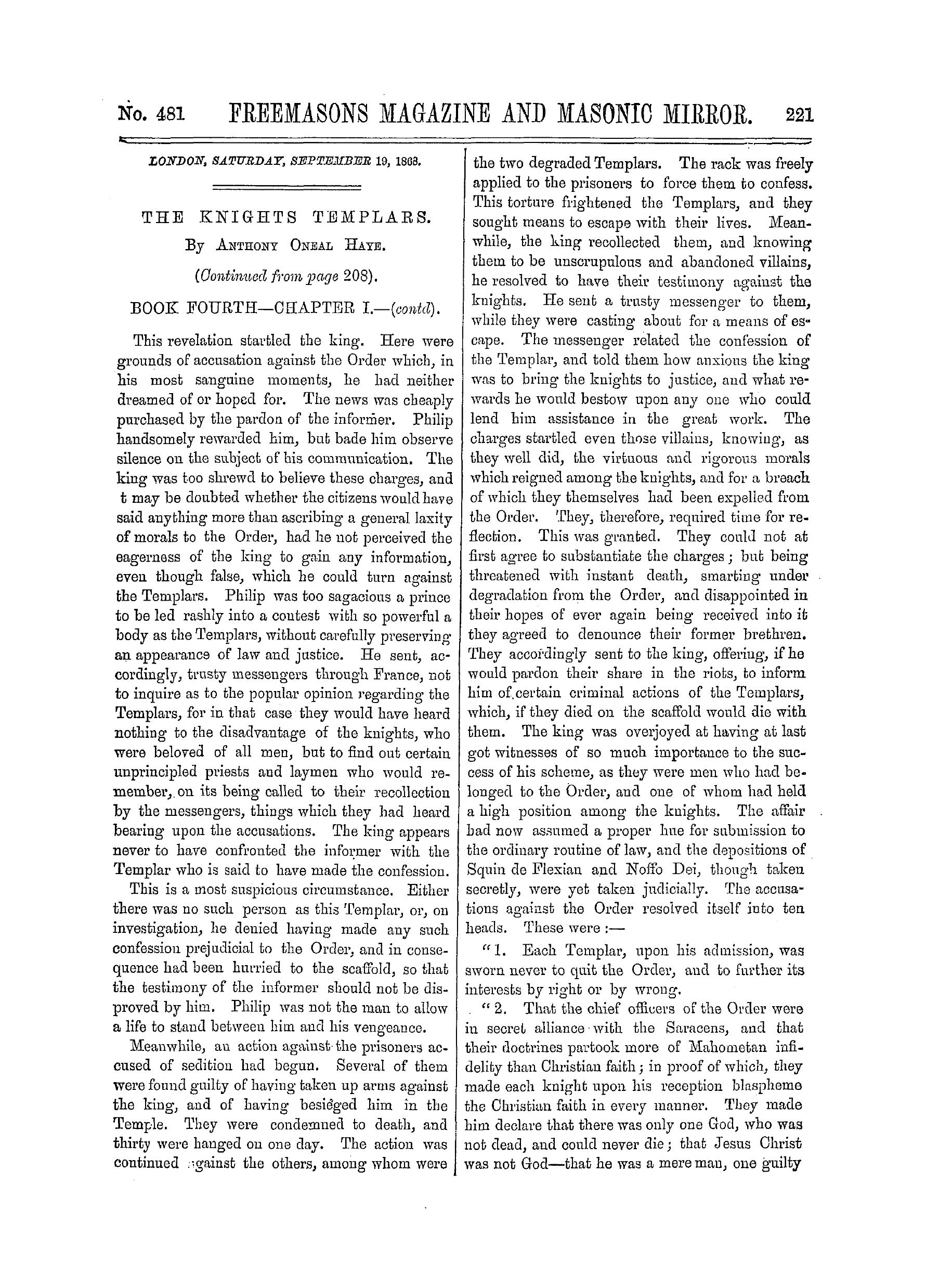 The Freemasons' Monthly Magazine