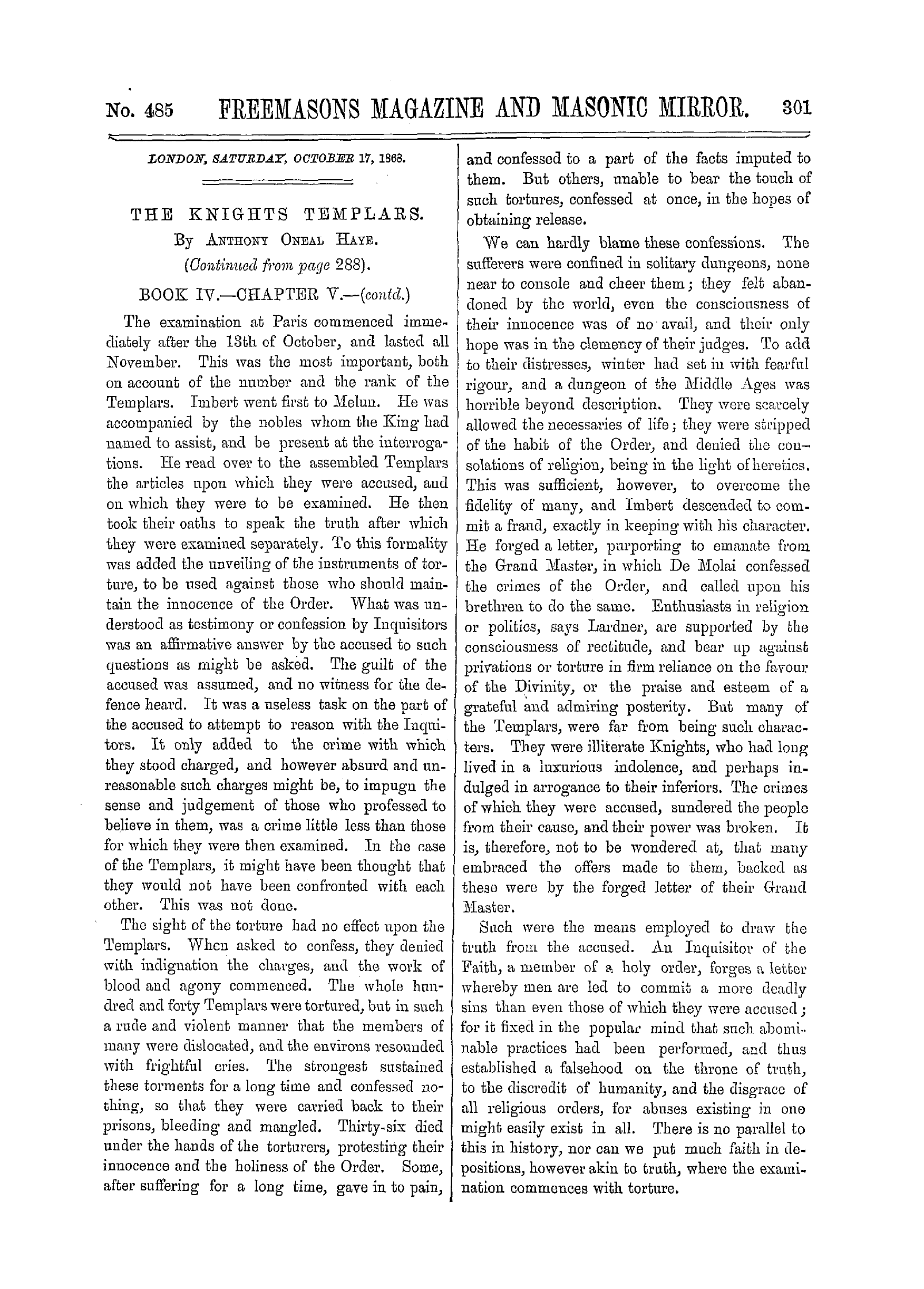 The Freemasons' Monthly Magazine