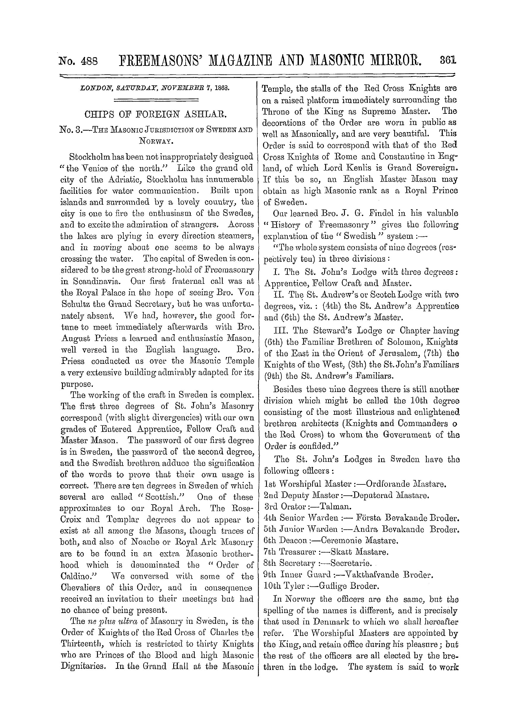 The Freemasons' Monthly Magazine