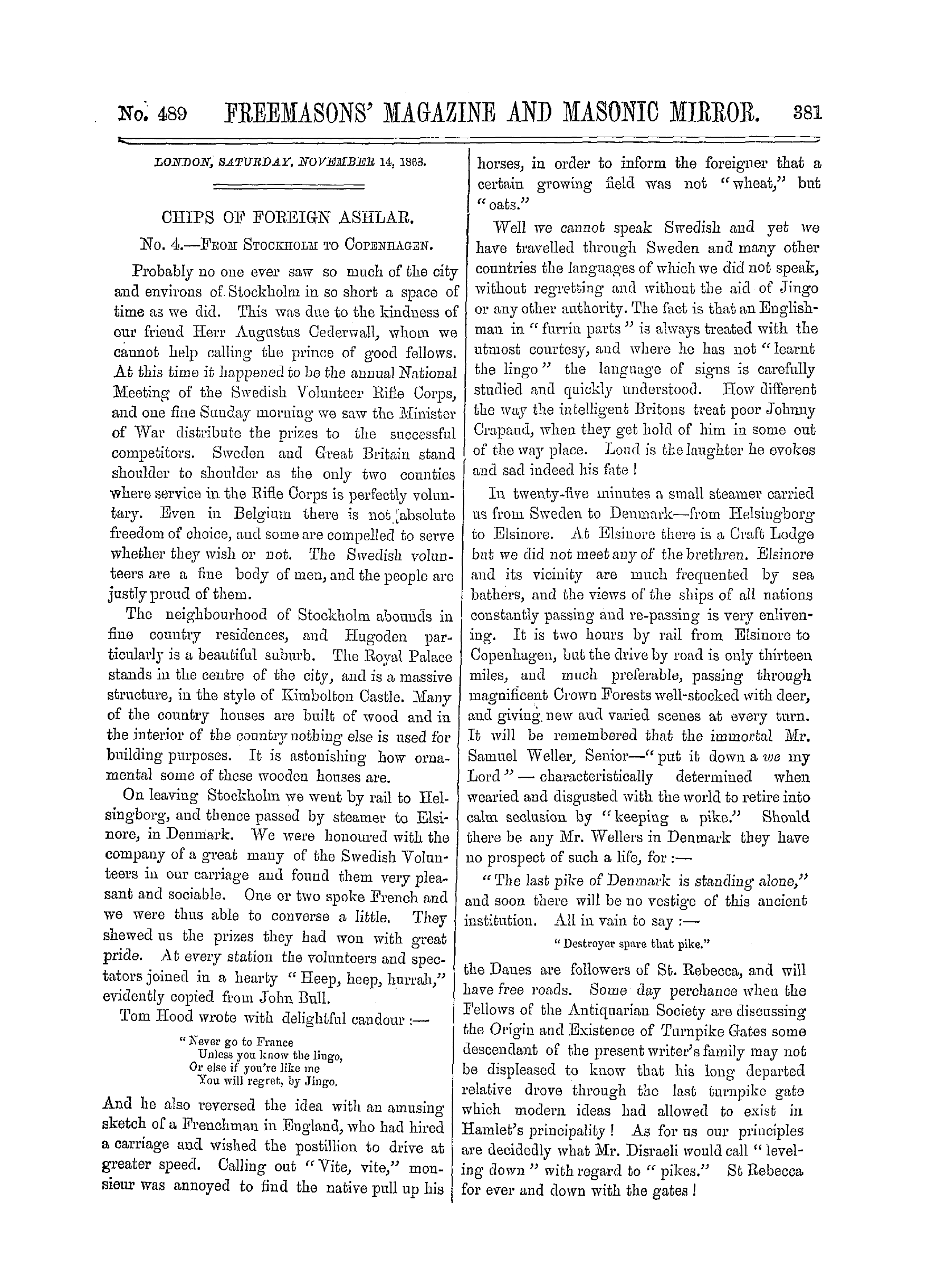 The Freemasons' Monthly Magazine