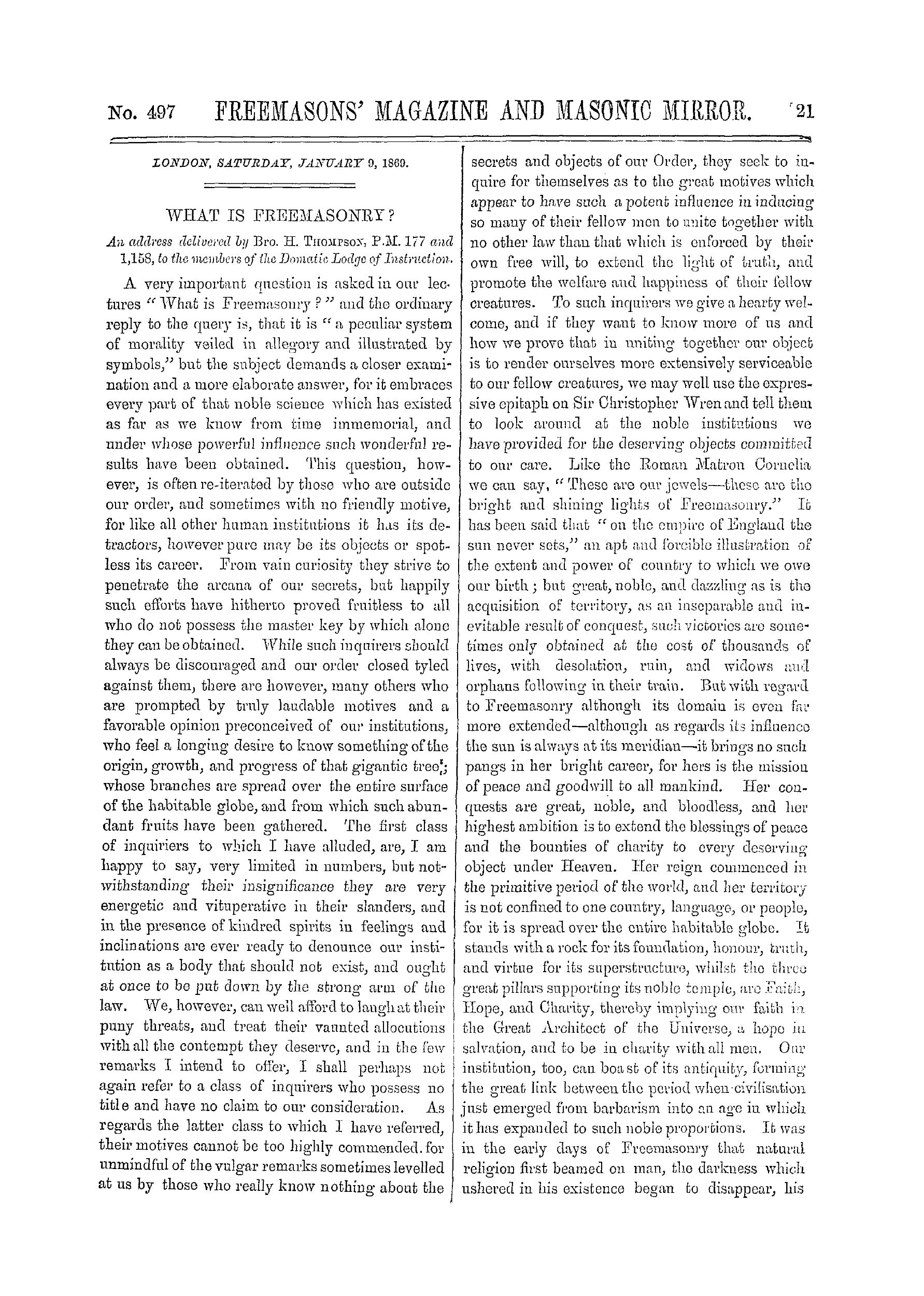 The Freemasons' Monthly Magazine