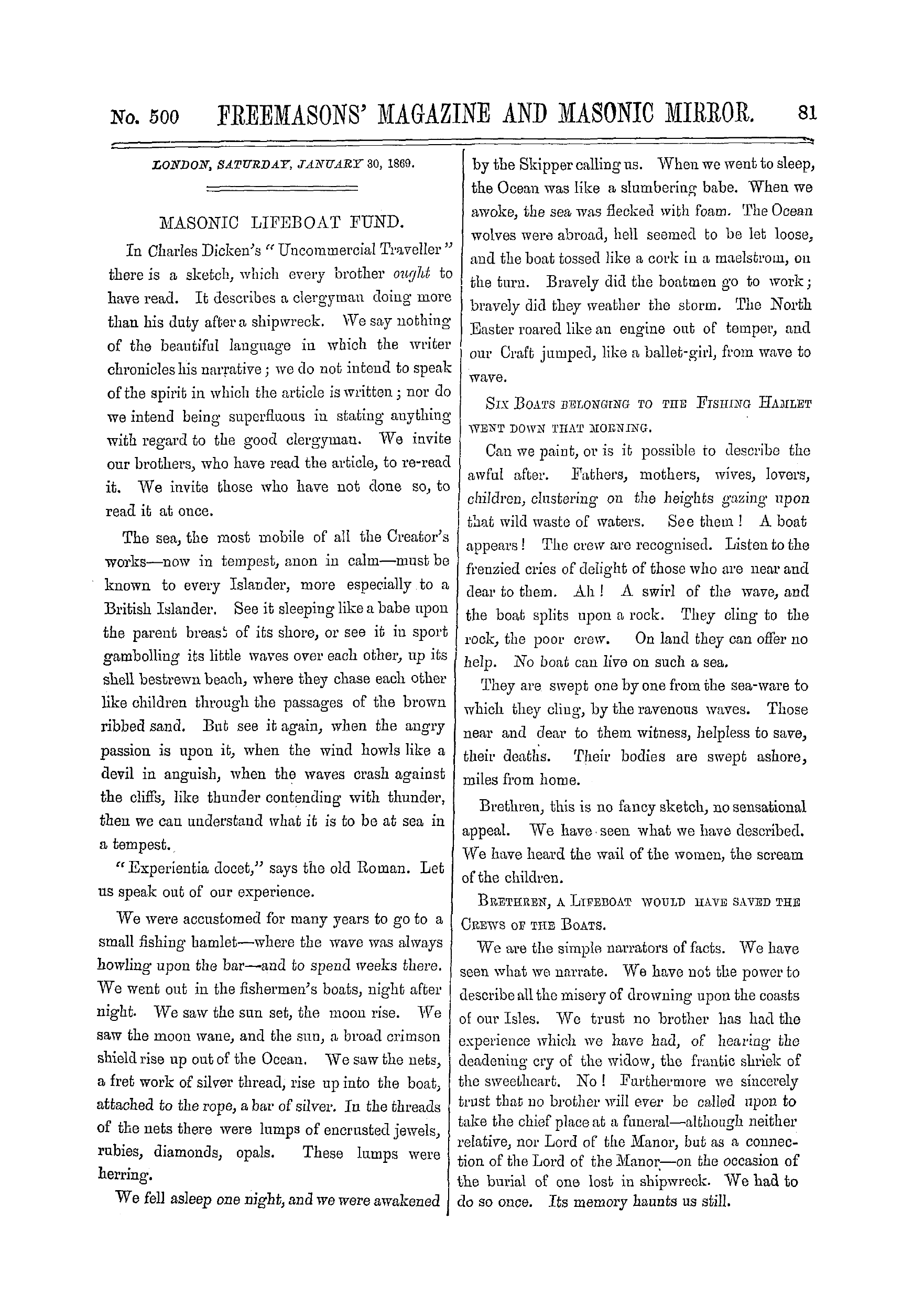 The Freemasons' Monthly Magazine