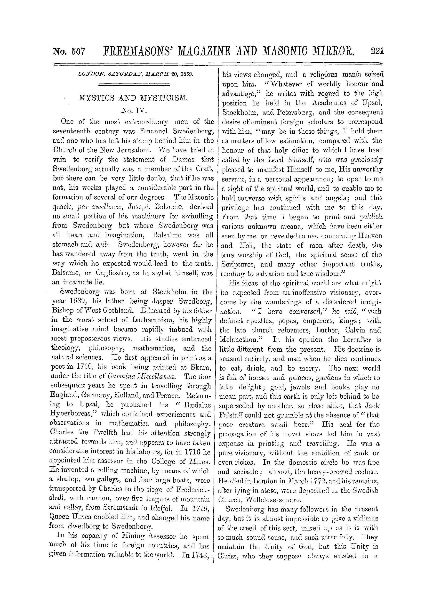 The Freemasons' Monthly Magazine