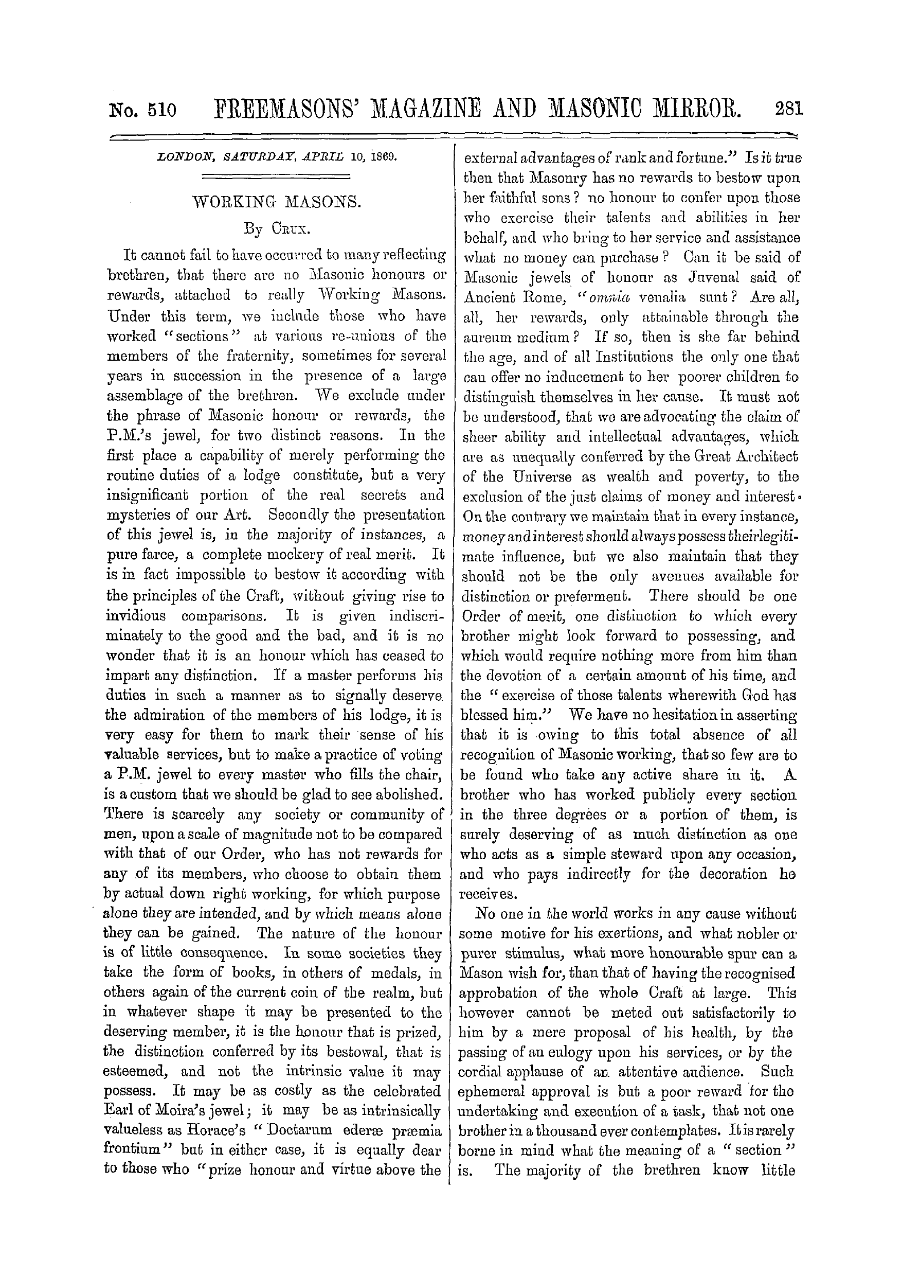 The Freemasons' Monthly Magazine
