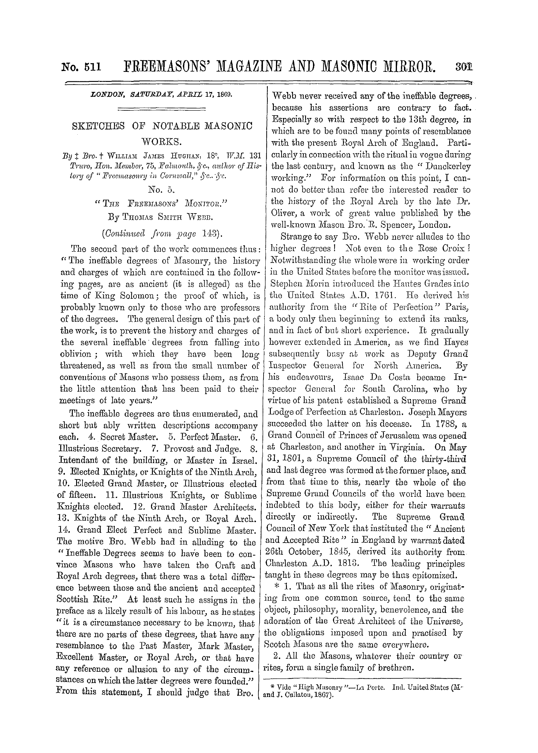 The Freemasons' Monthly Magazine