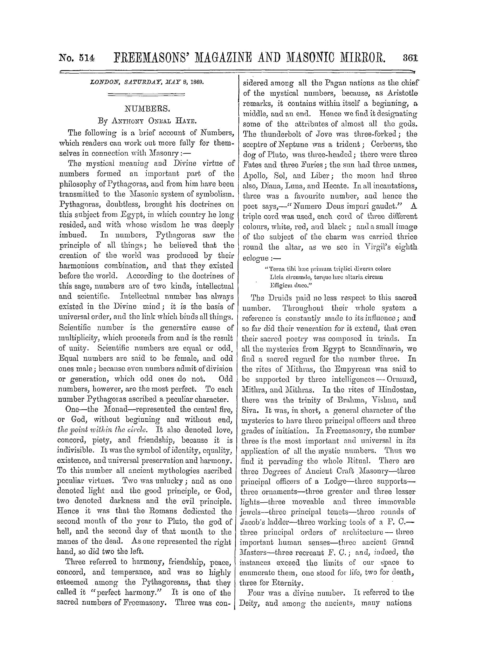 The Freemasons' Monthly Magazine