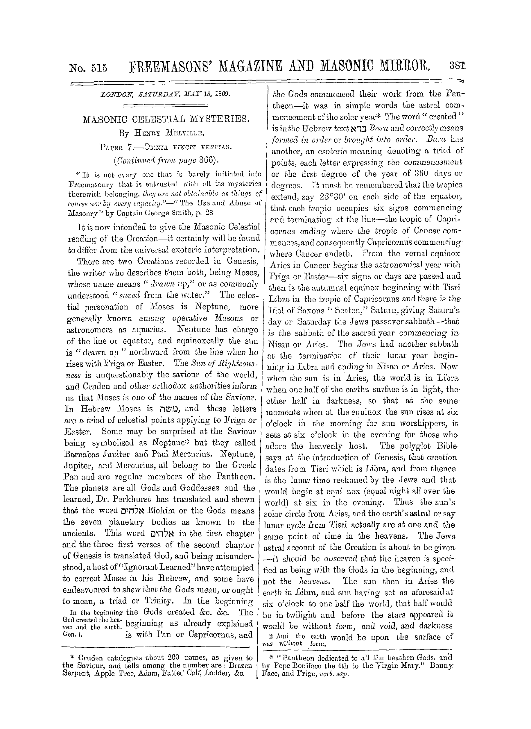 The Freemasons' Monthly Magazine