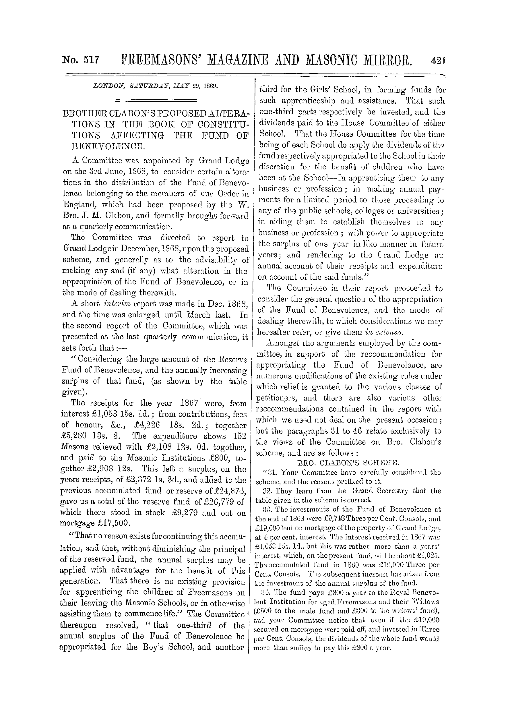 The Freemasons' Monthly Magazine