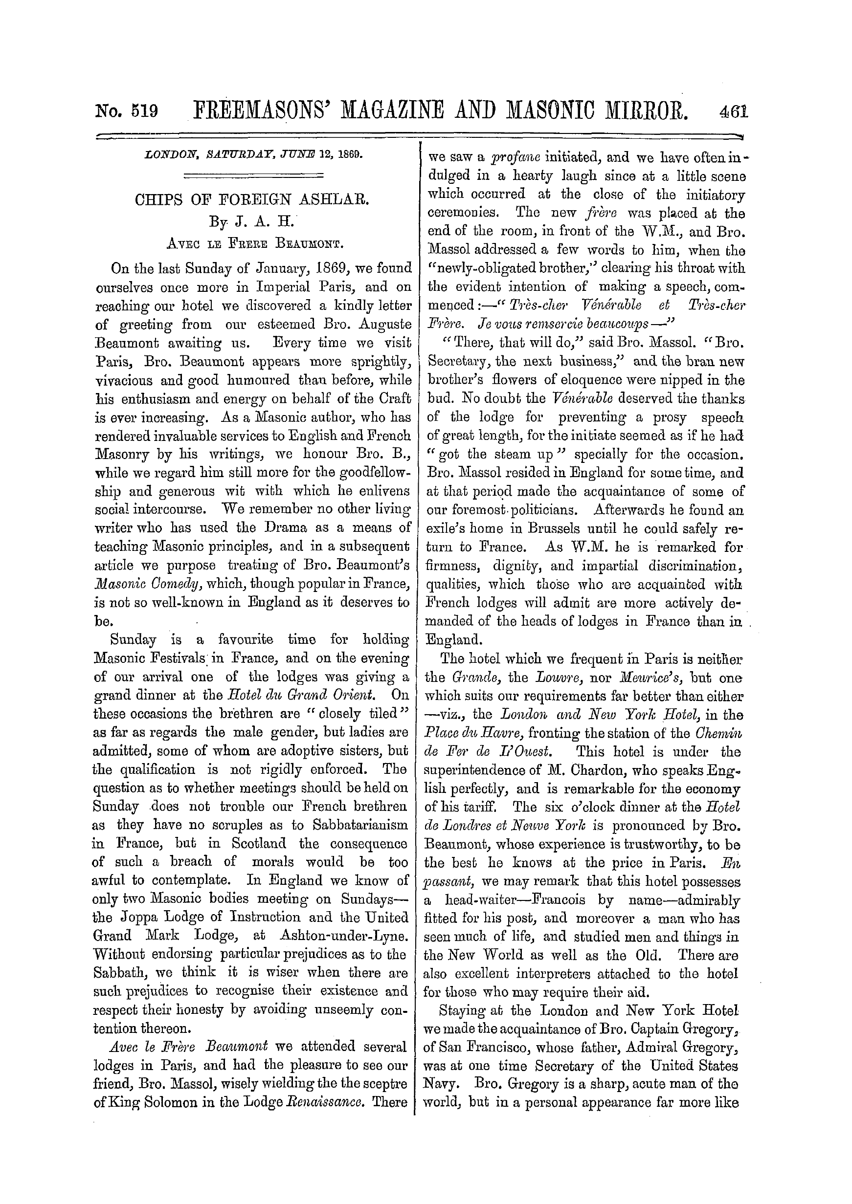 The Freemasons' Monthly Magazine