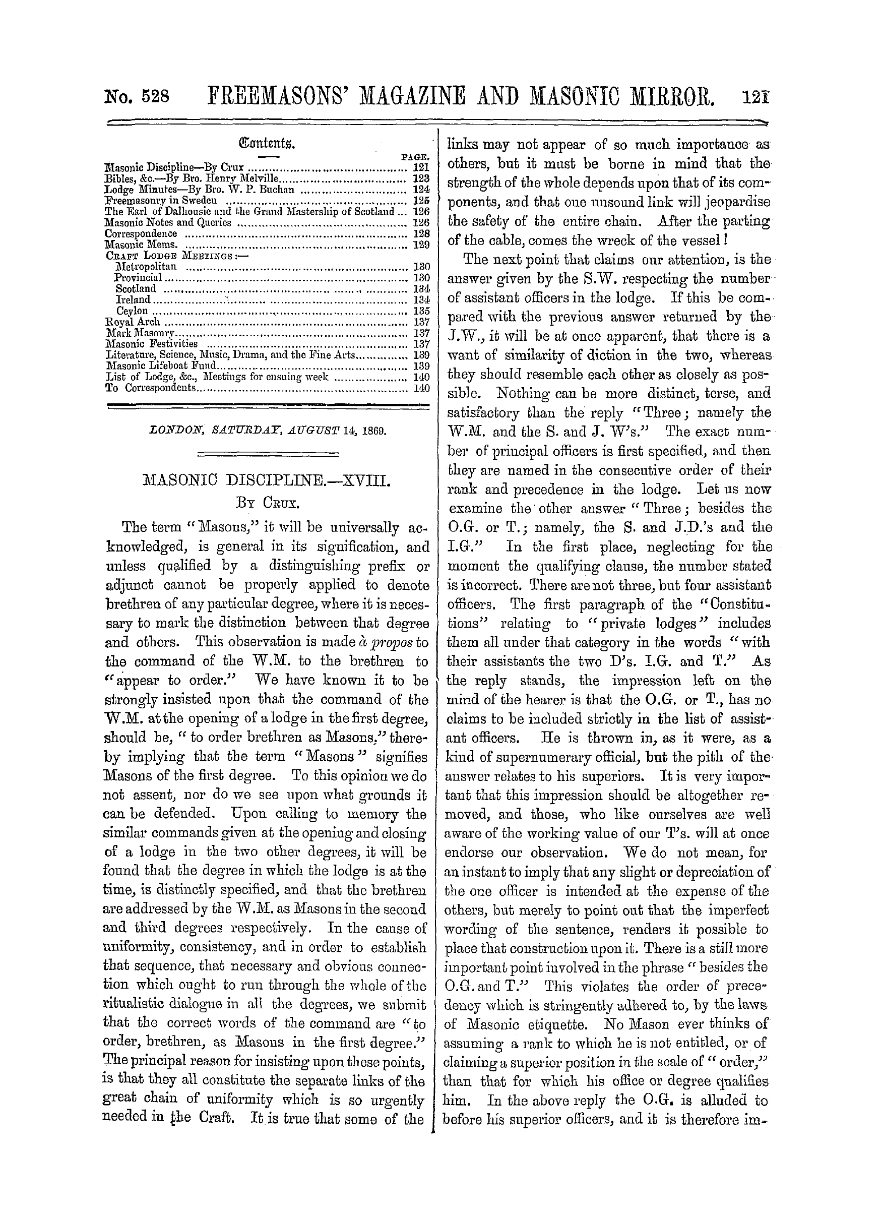 The Freemasons' Monthly Magazine