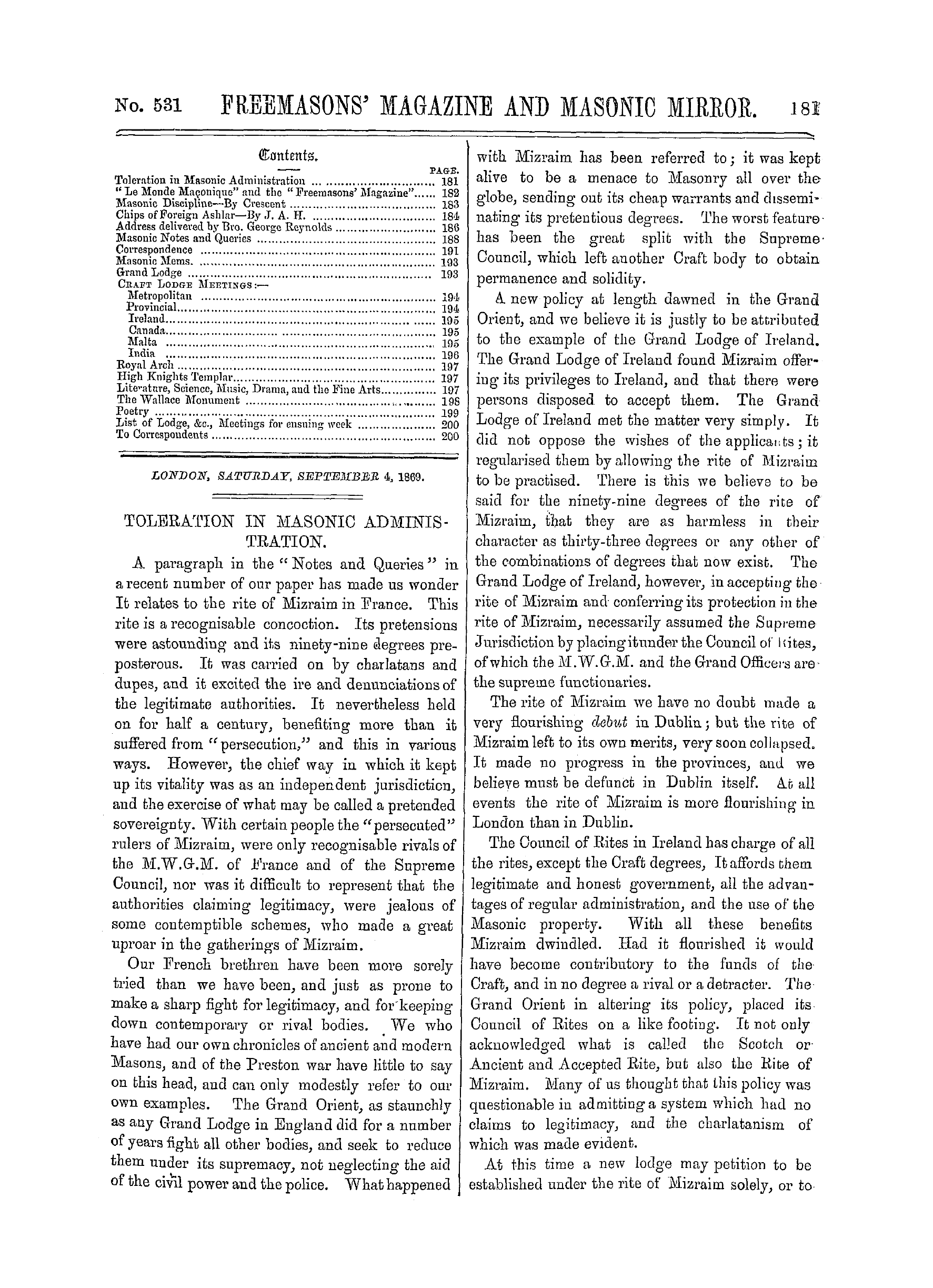 The Freemasons' Monthly Magazine