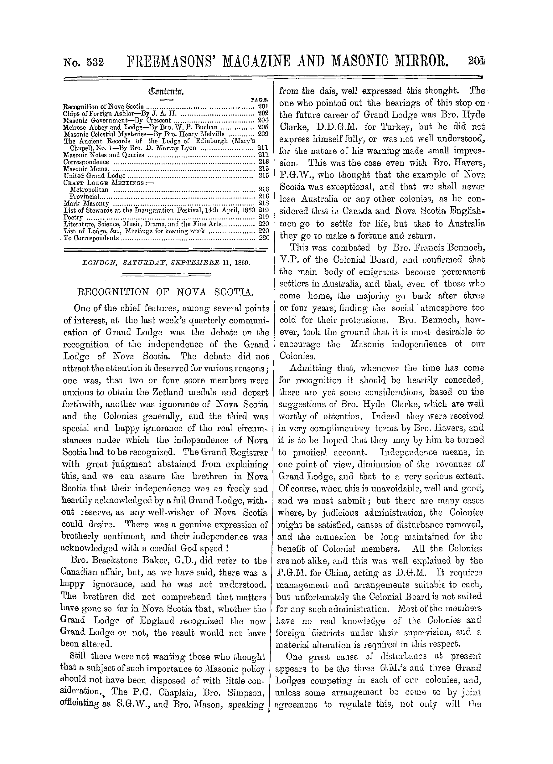 The Freemasons' Monthly Magazine
