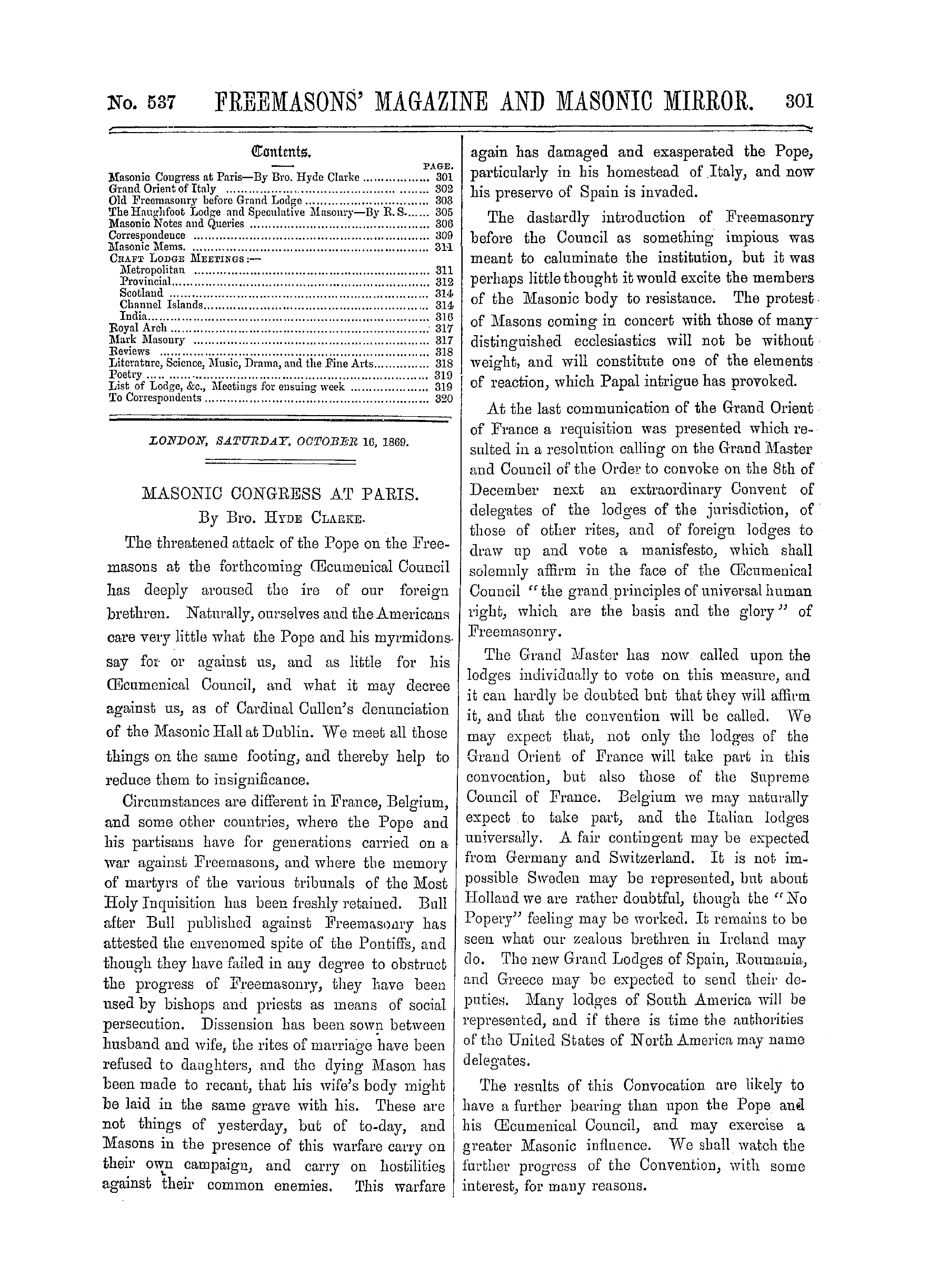 The Freemasons' Monthly Magazine