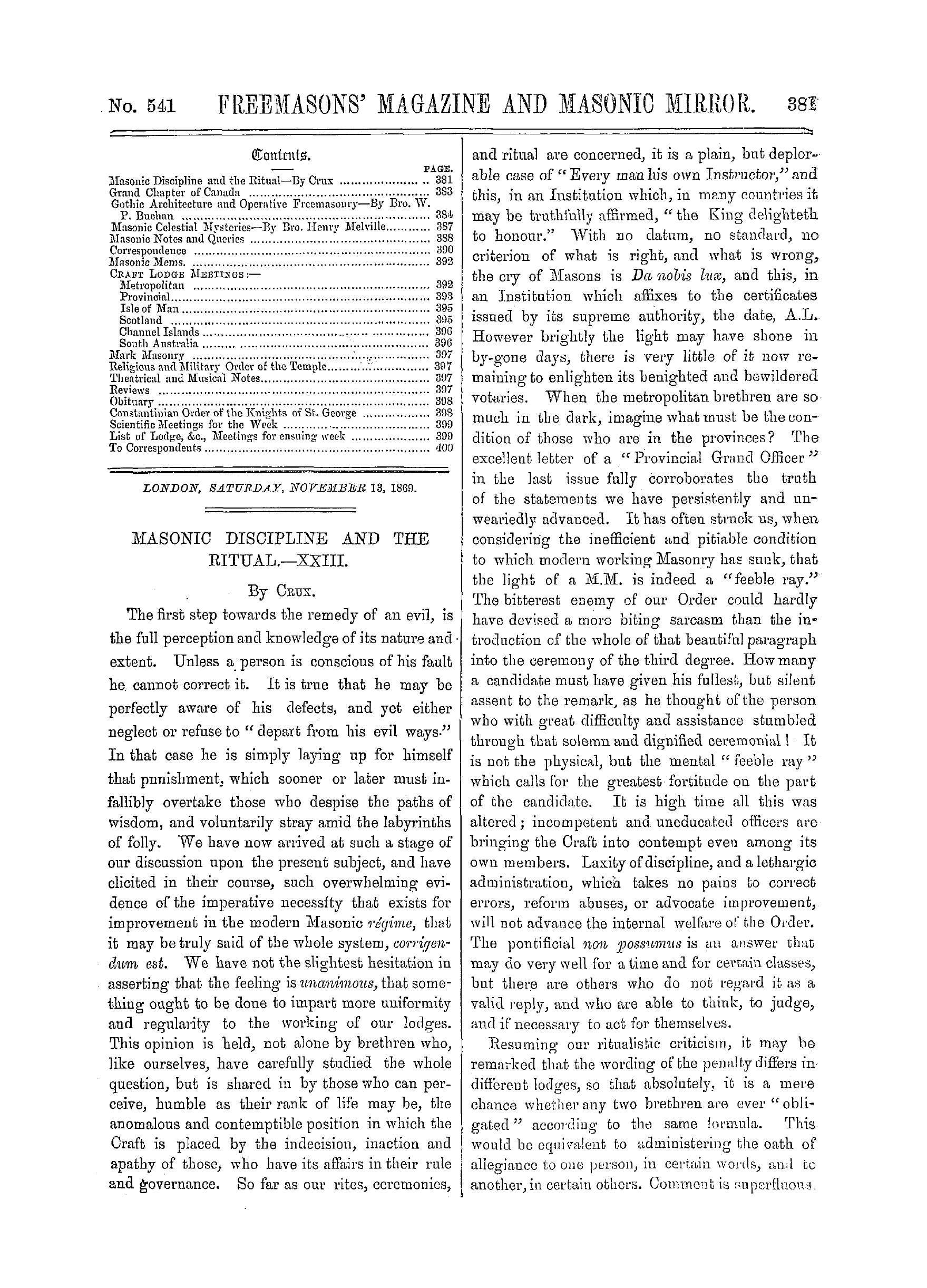 The Freemasons' Monthly Magazine