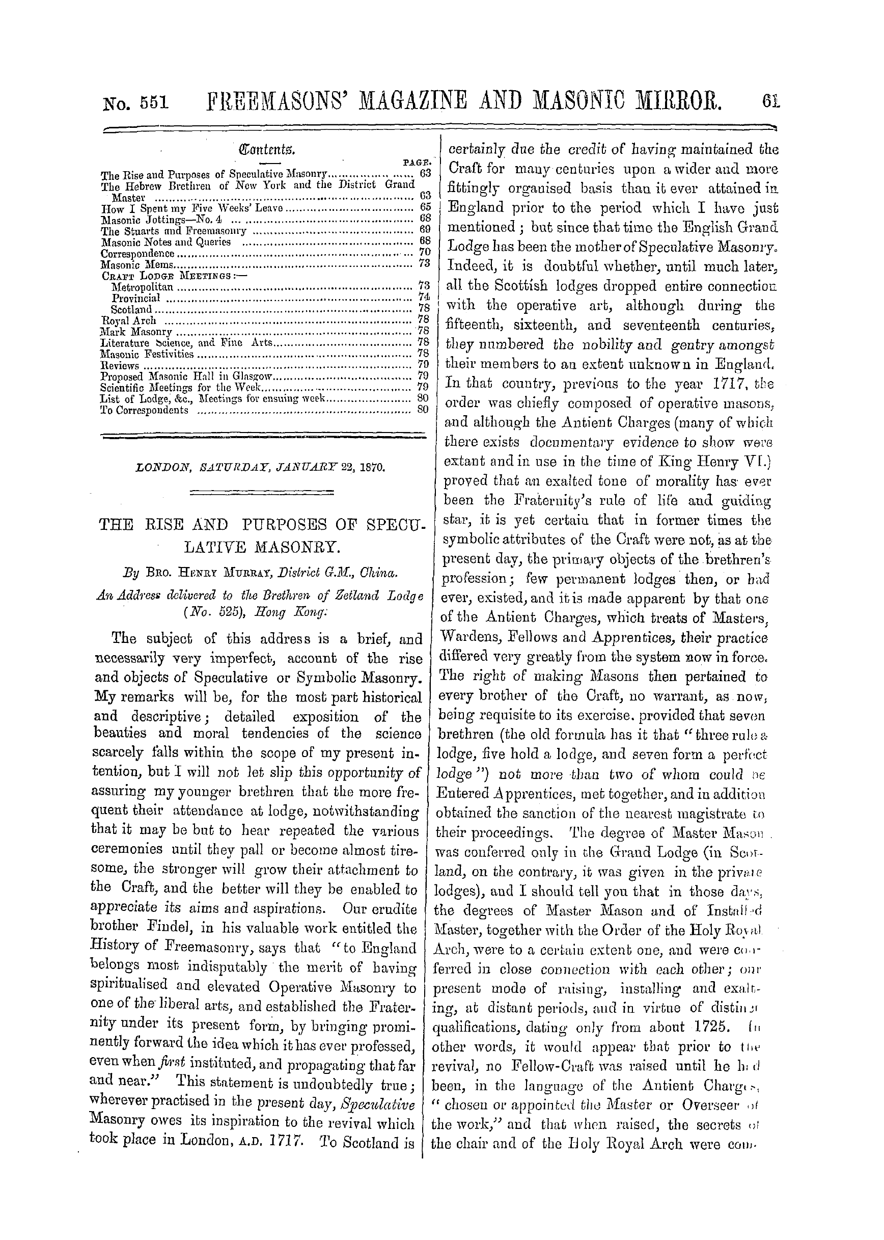 The Freemasons' Monthly Magazine