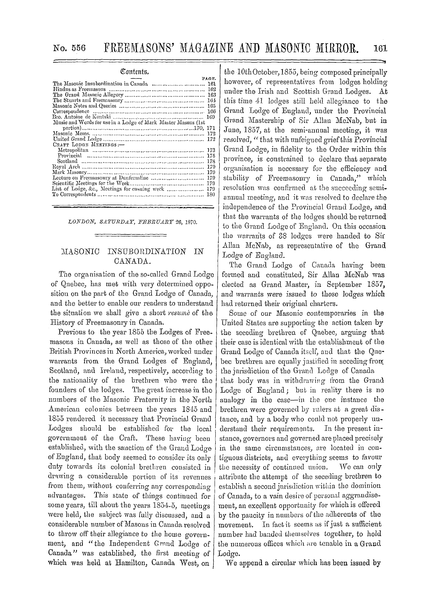 The Freemasons' Monthly Magazine