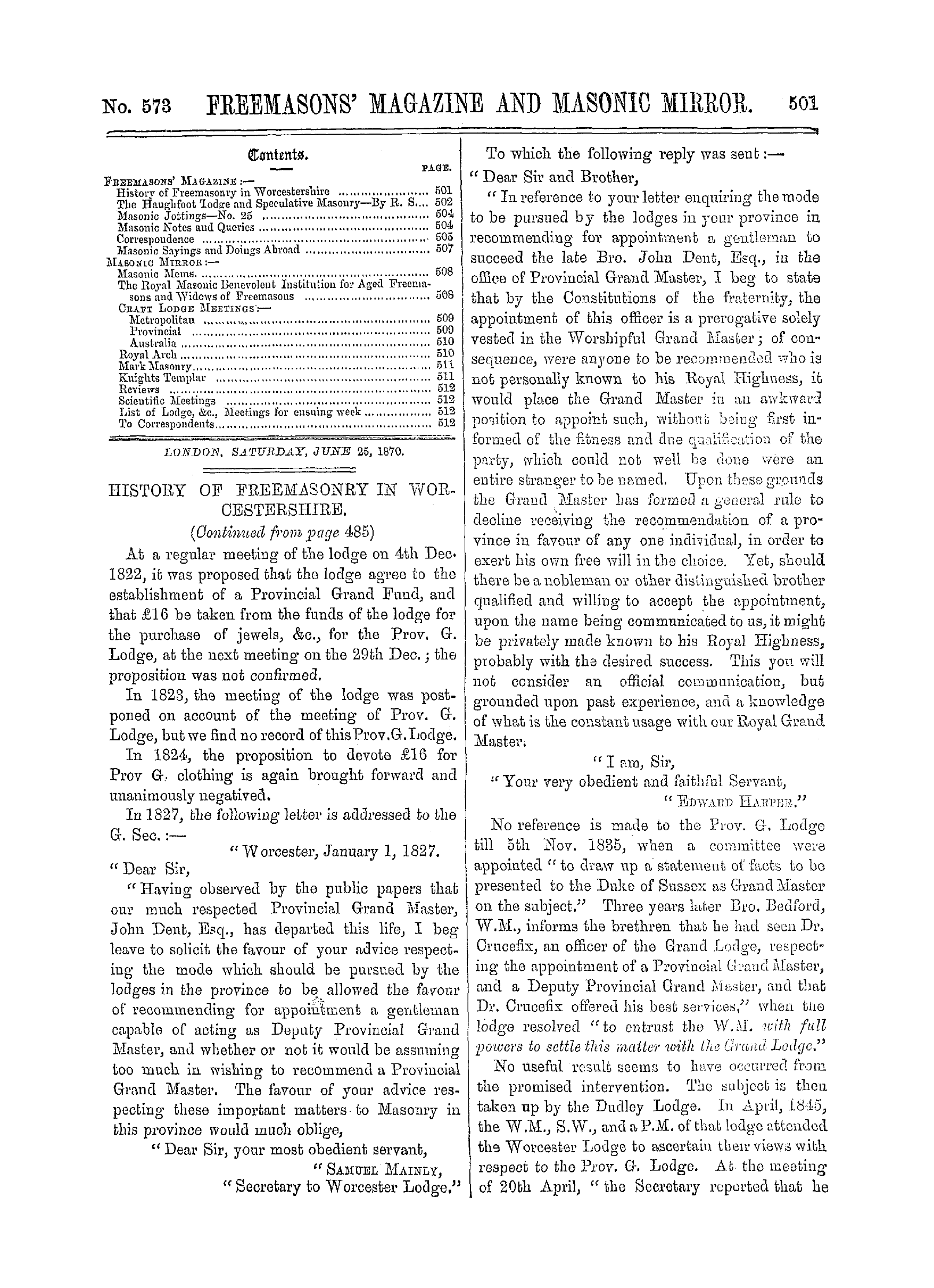The Freemasons' Monthly Magazine