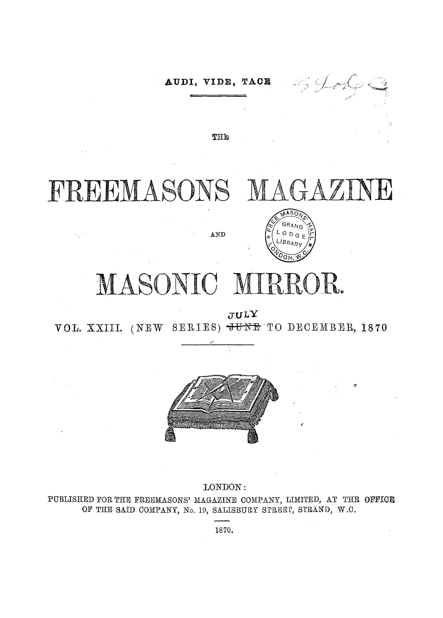 The Freemasons' Monthly Magazine