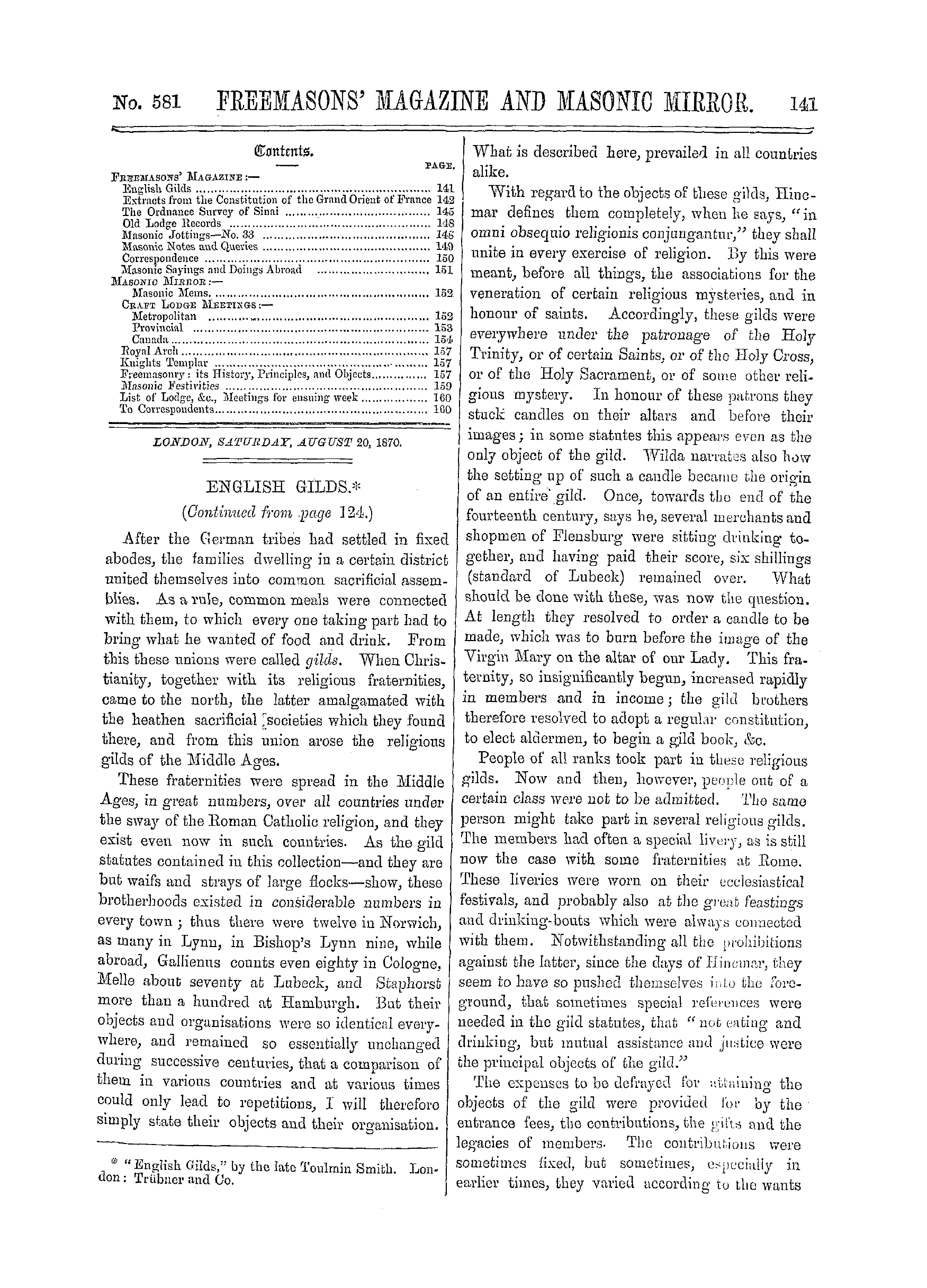 The Freemasons' Monthly Magazine