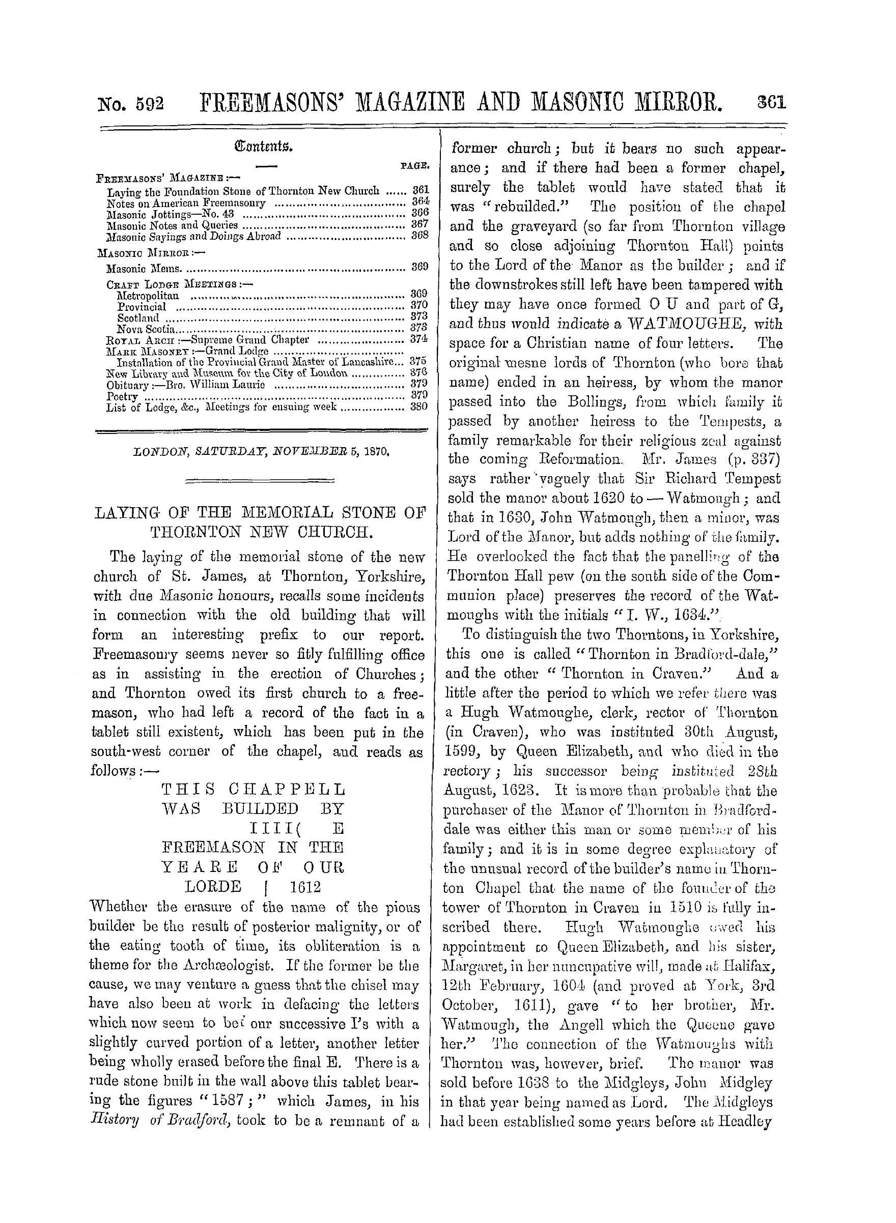 The Freemasons' Monthly Magazine