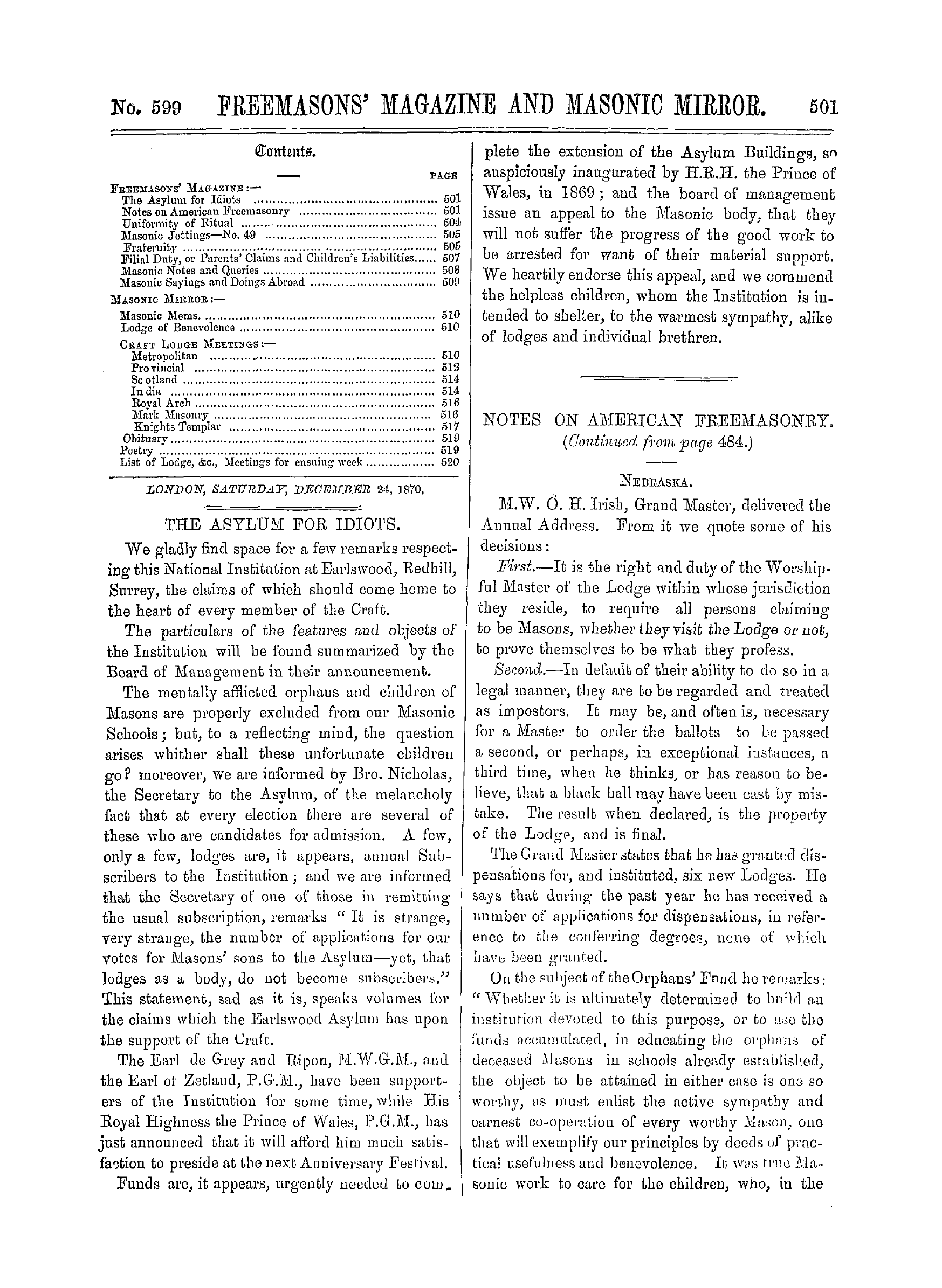 The Freemasons' Monthly Magazine