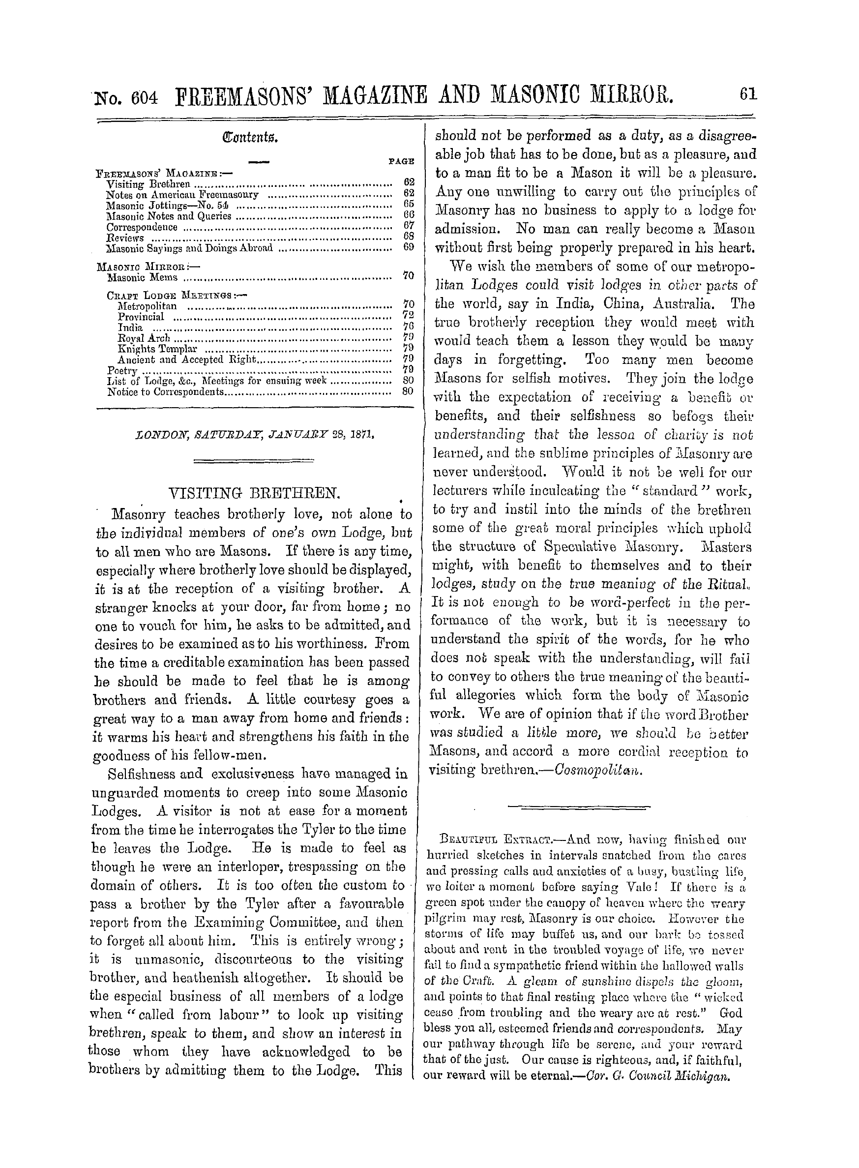 The Freemasons' Monthly Magazine