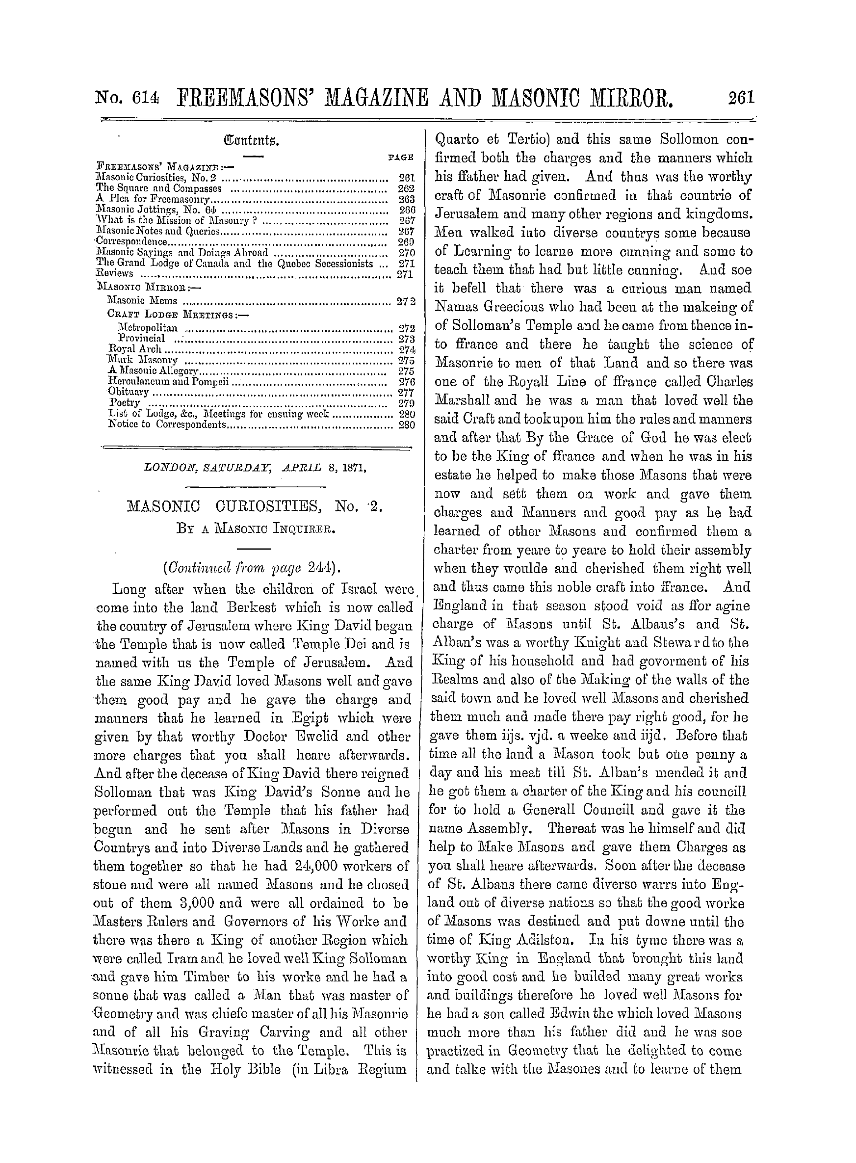 The Freemasons' Monthly Magazine