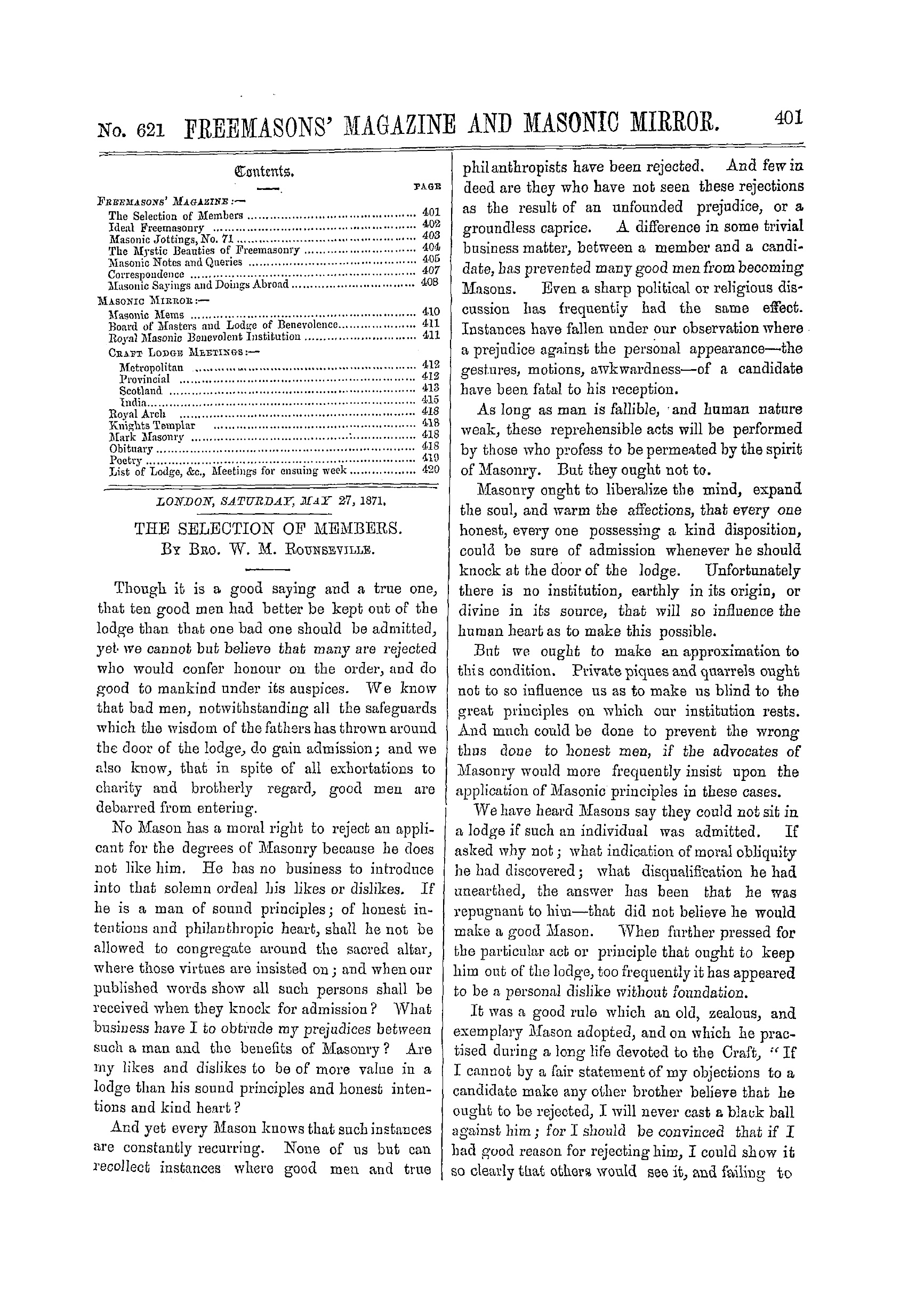 The Freemasons' Monthly Magazine