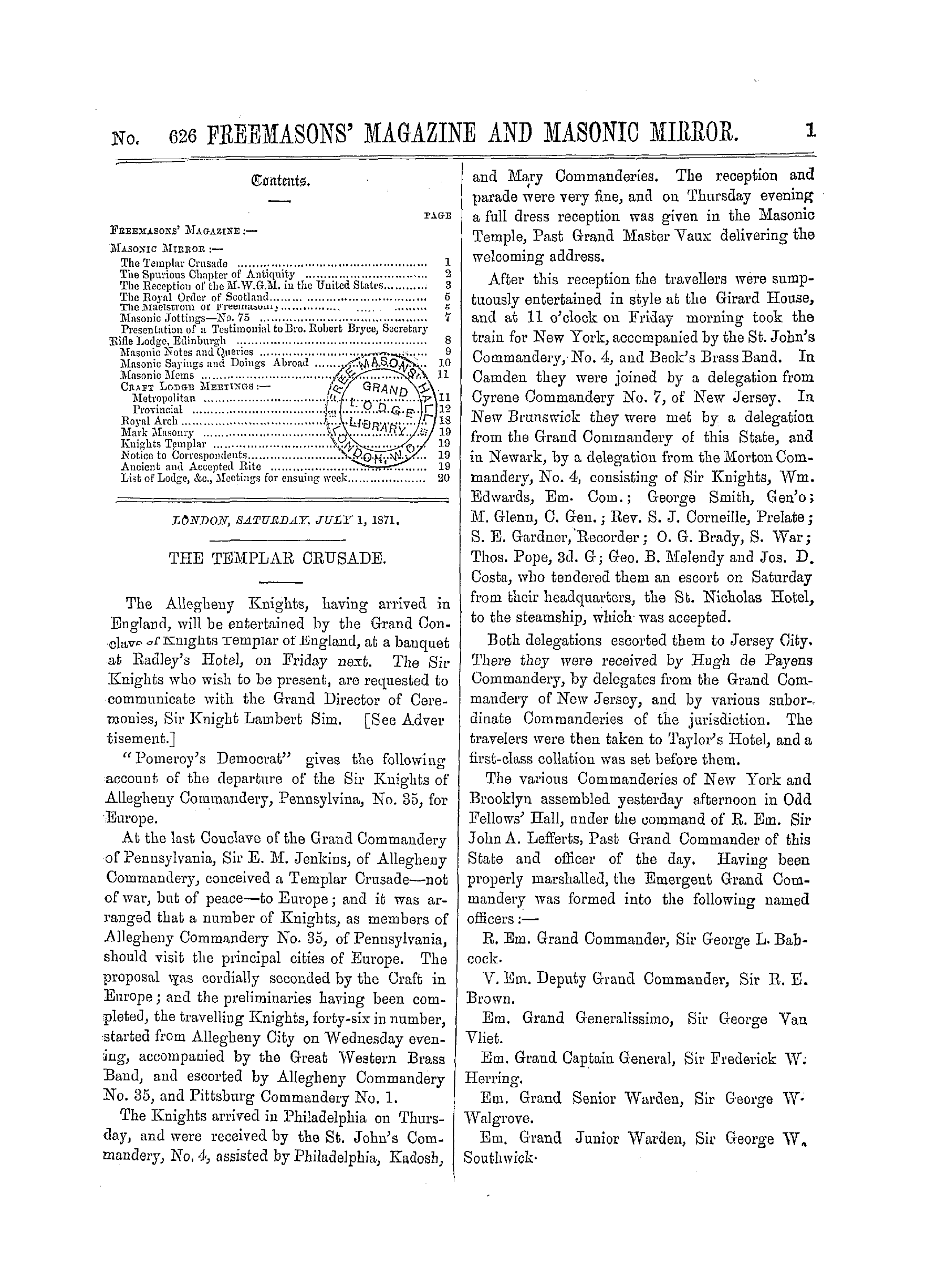 The Freemasons' Monthly Magazine