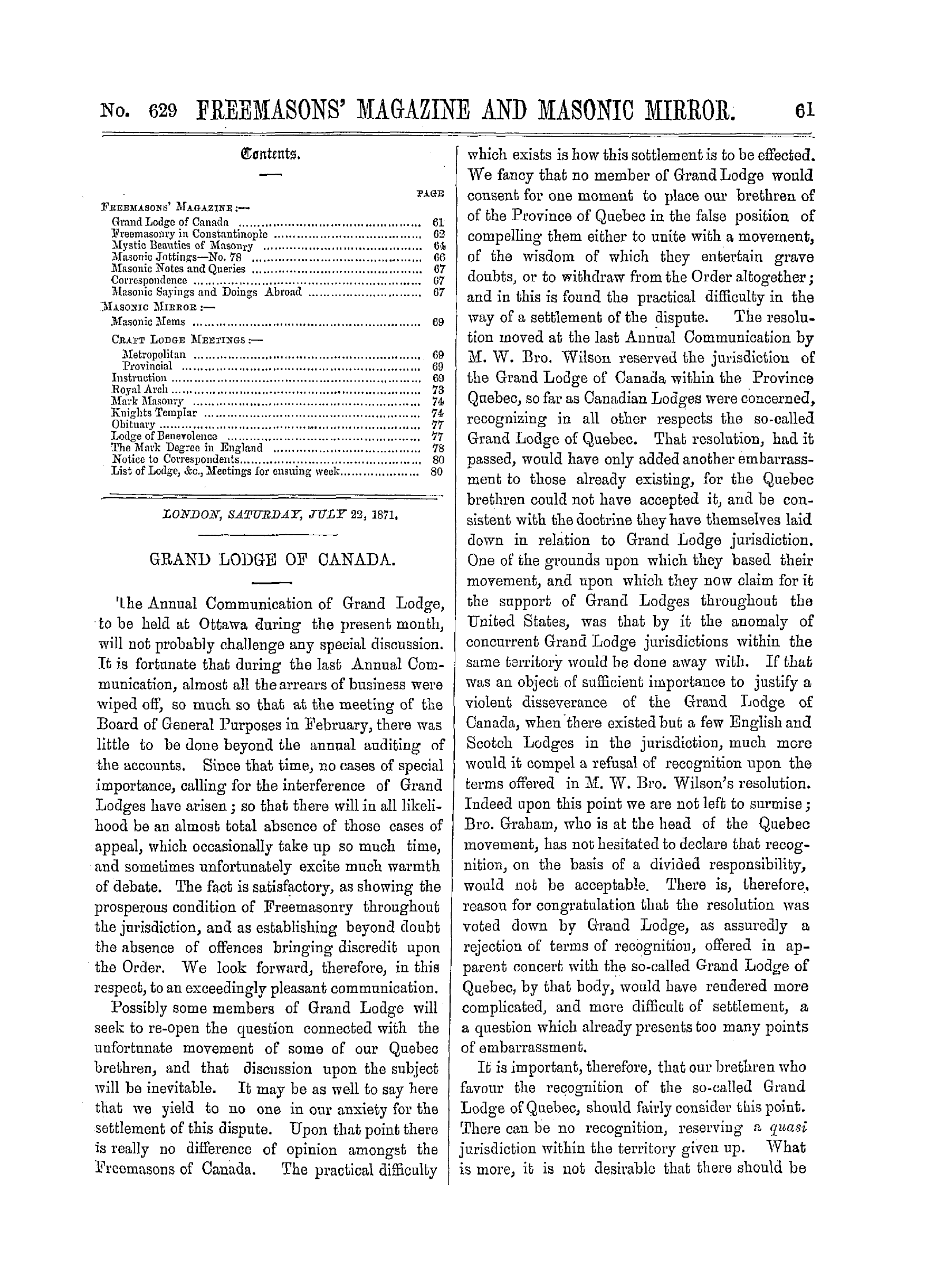 The Freemasons' Monthly Magazine