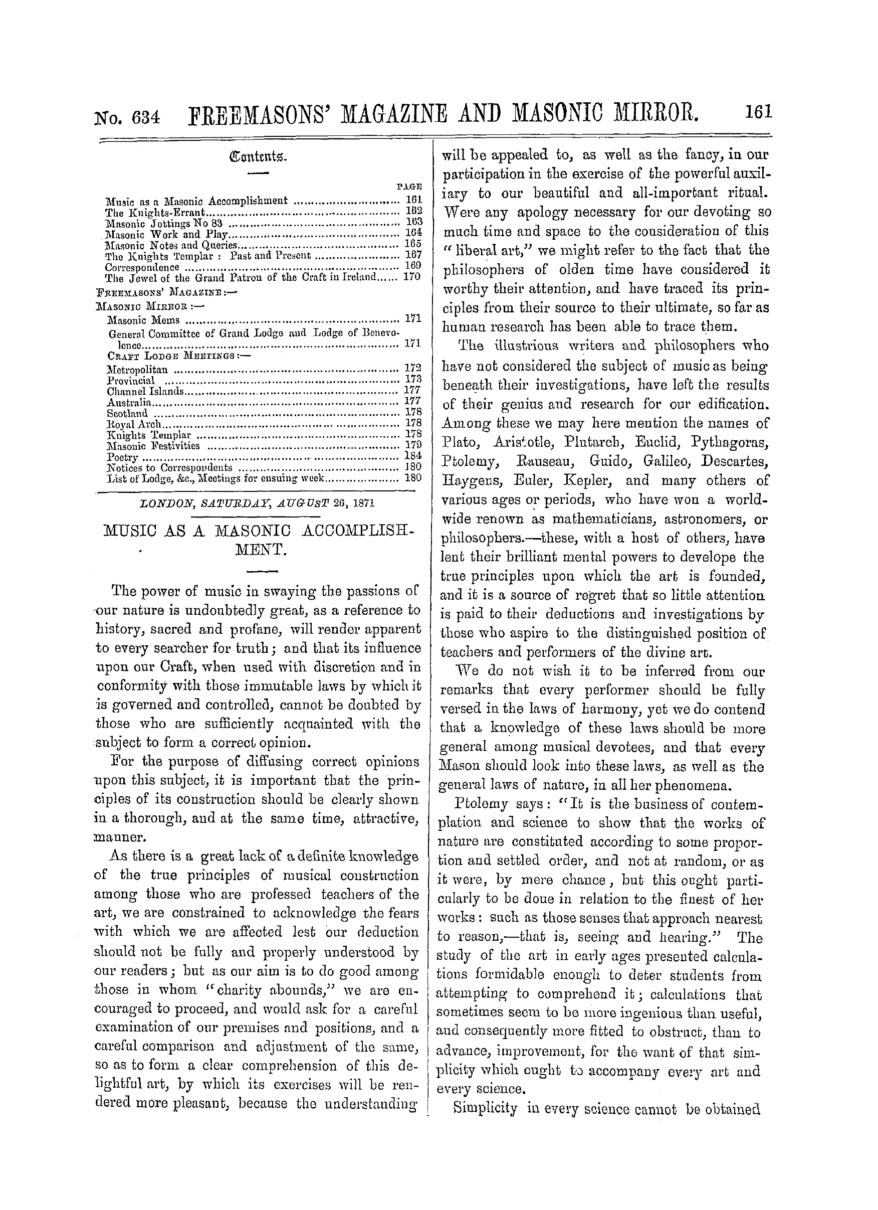 The Freemasons' Monthly Magazine