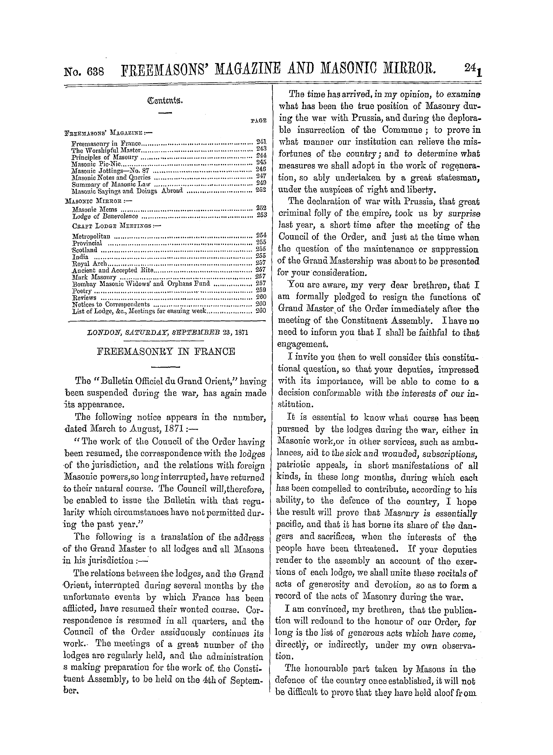 The Freemasons' Monthly Magazine