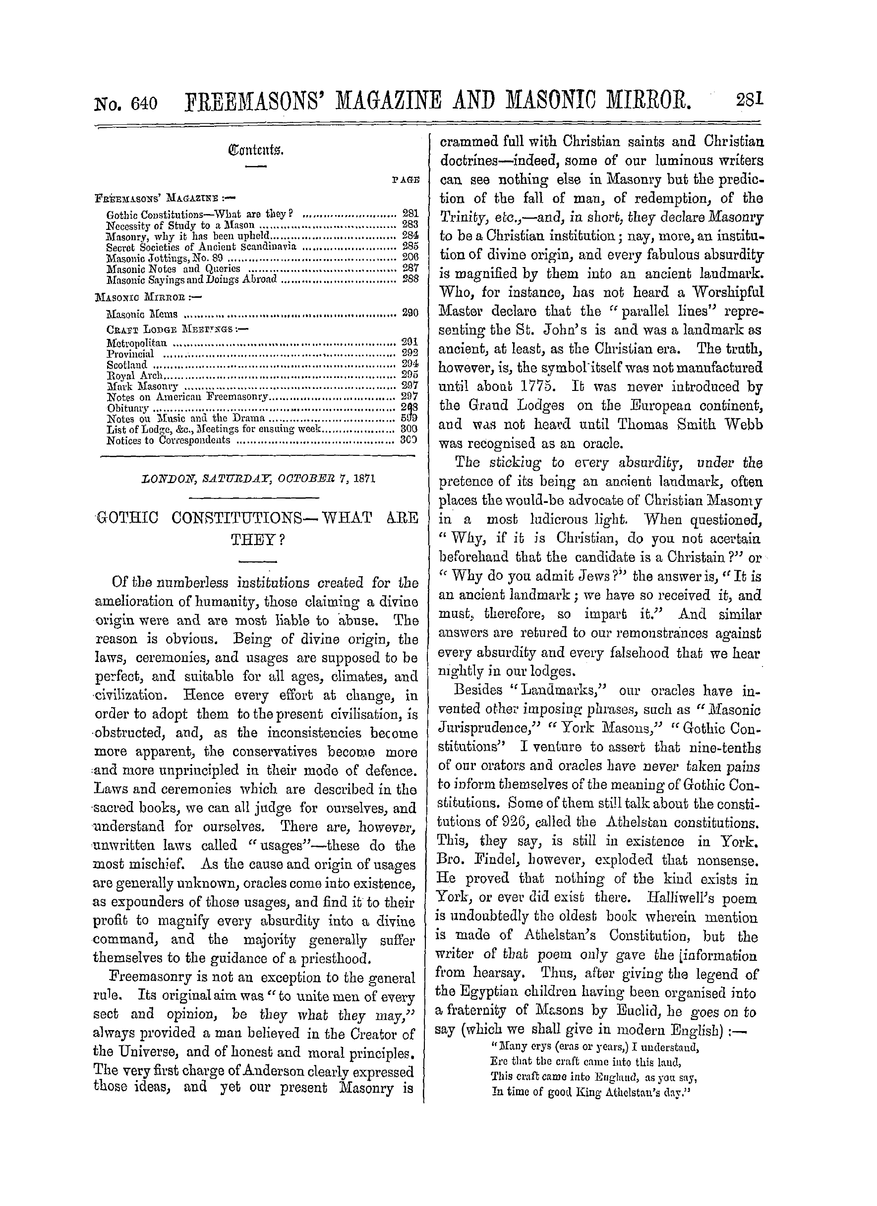 The Freemasons' Monthly Magazine
