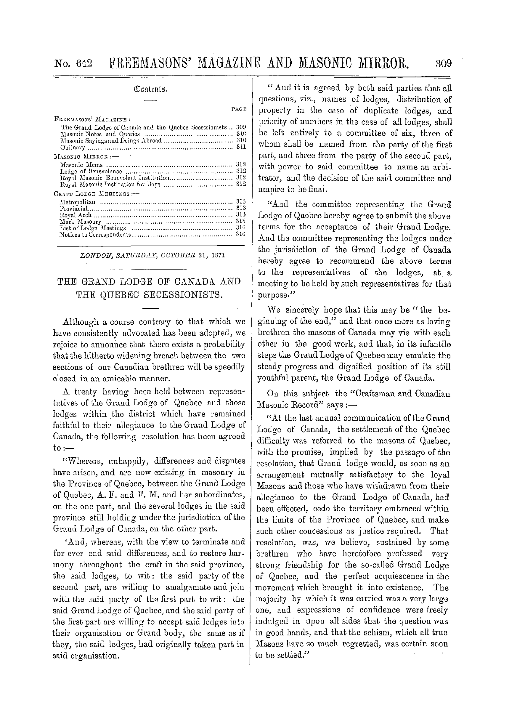 The Freemasons' Monthly Magazine
