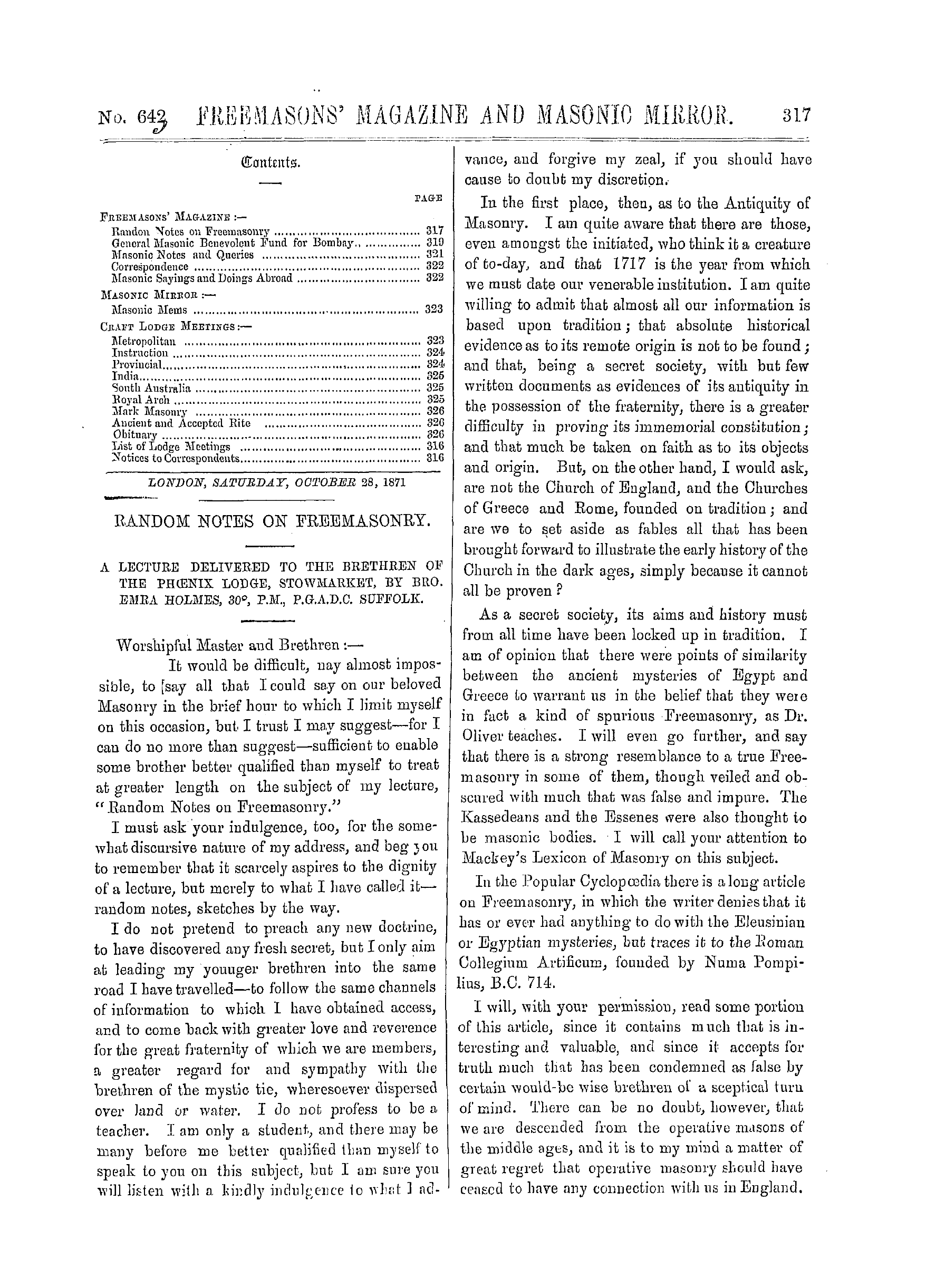 The Freemasons' Monthly Magazine