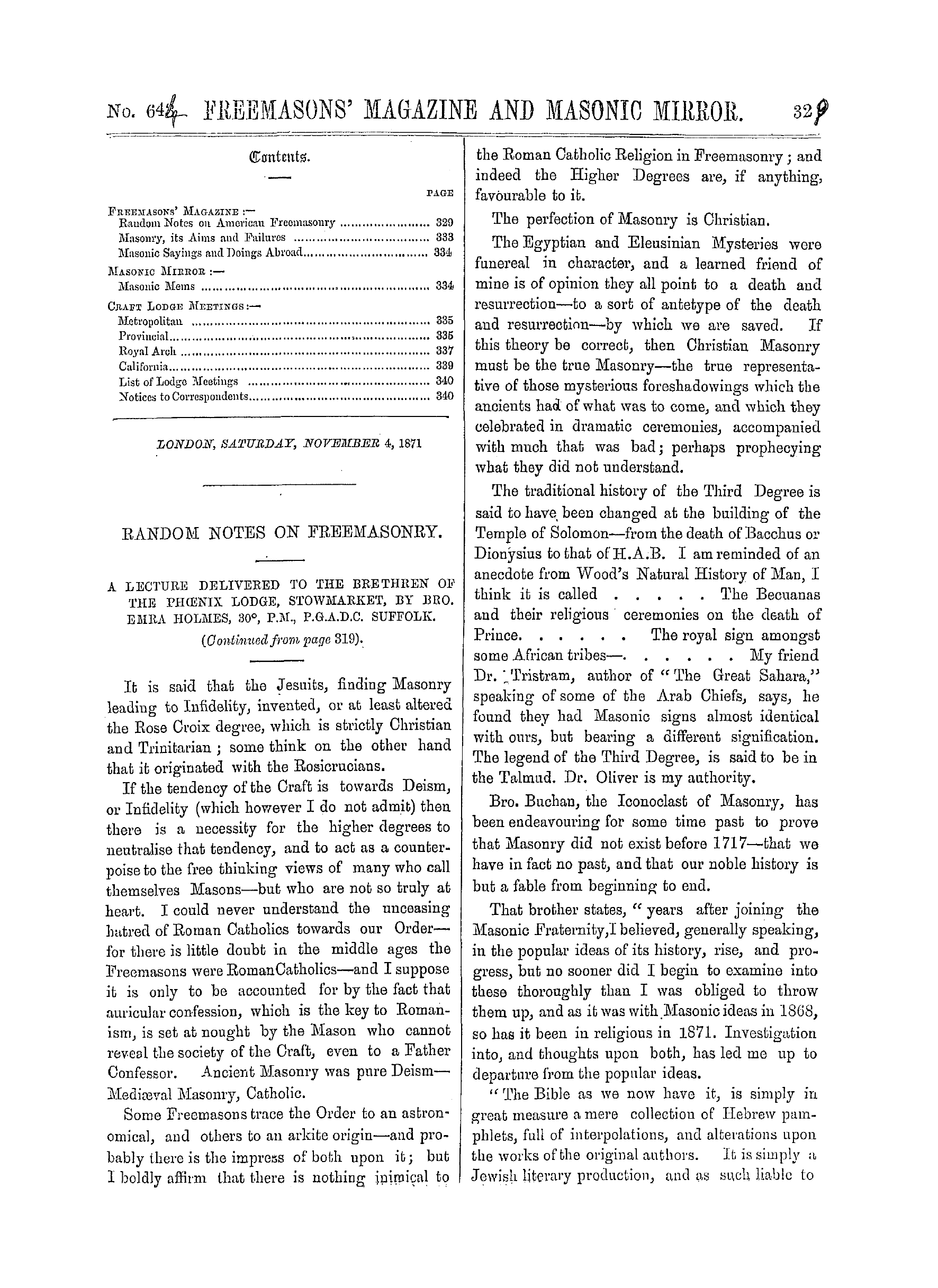 The Freemasons' Monthly Magazine