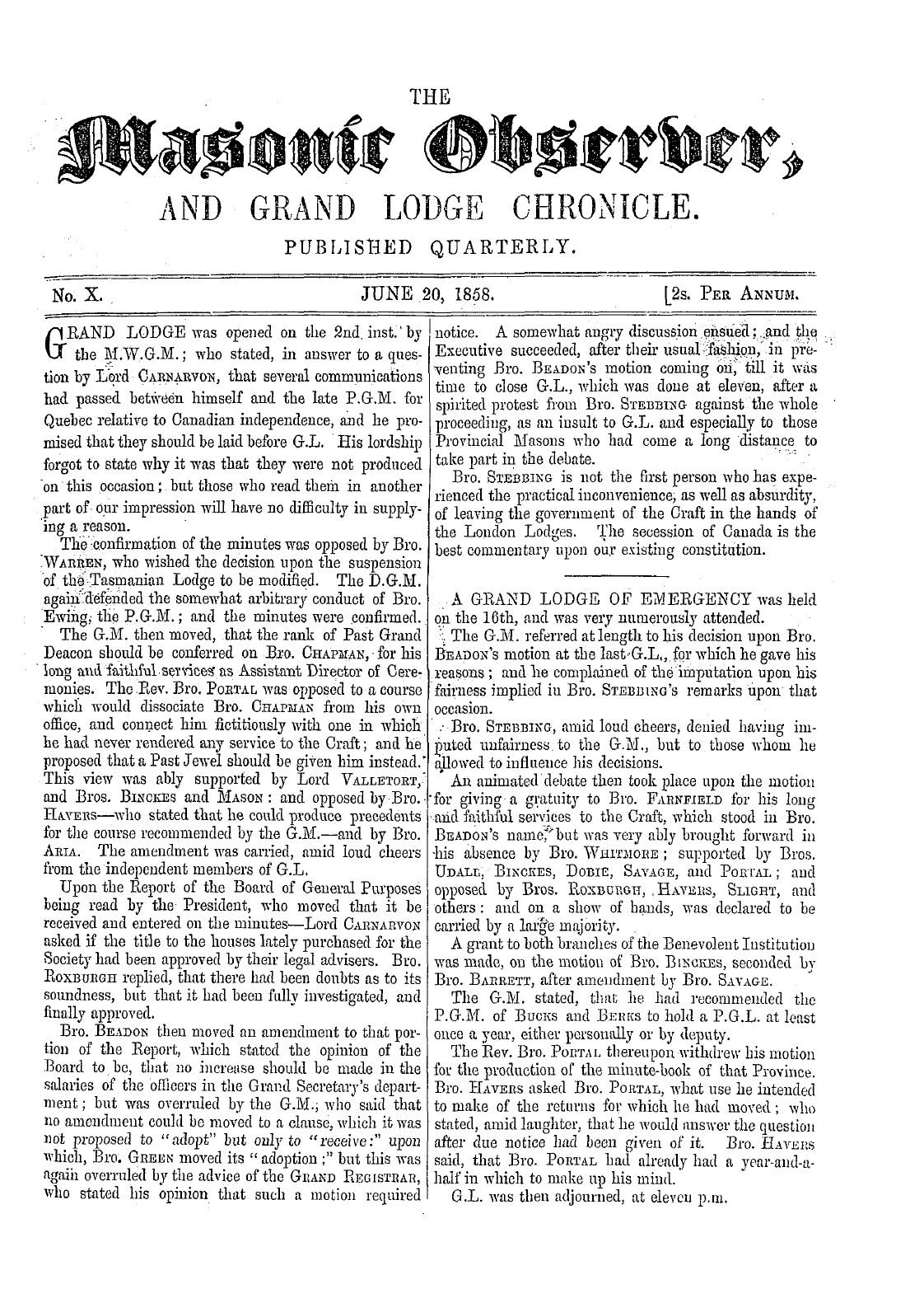 The Masonic Observer