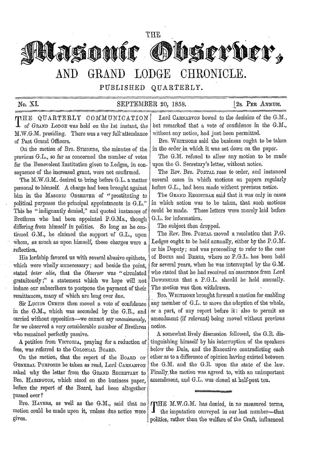 The Masonic Observer